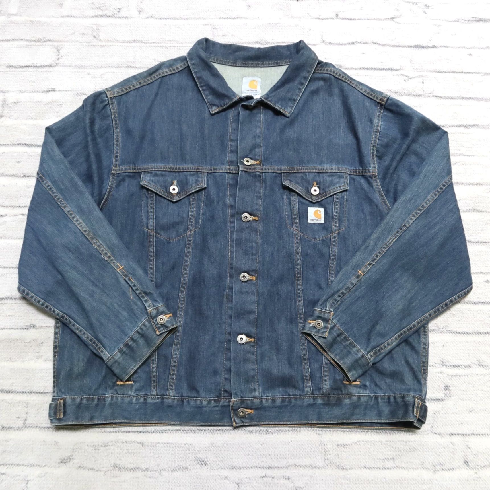 Carhartt VINTAGE Carhartt Denim Trucker Jean Jacket Size 3XL Medium Wash Men Shirt 90s Mens Size US 39 - 2 Thumbnail