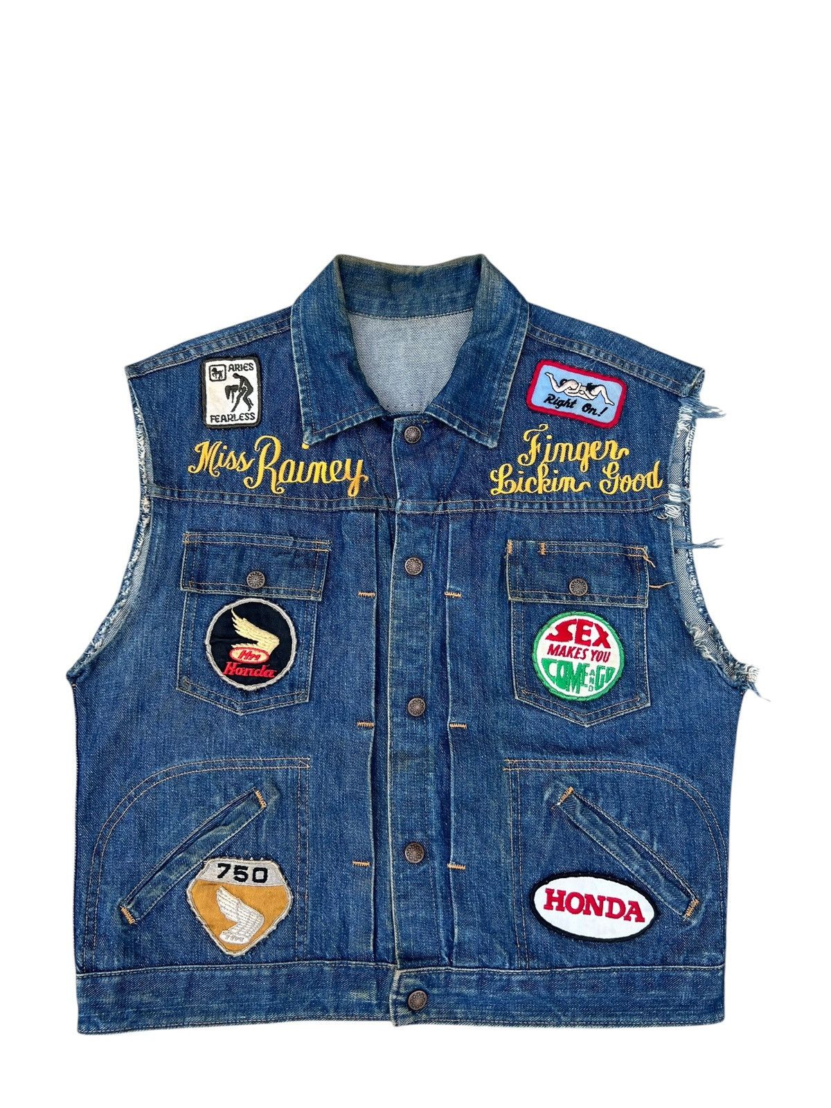 Vintage RARE! 60s Hippie Selvedge Denim Vest Size US L / EU 52-54 / 3 - 2 Thumbnail