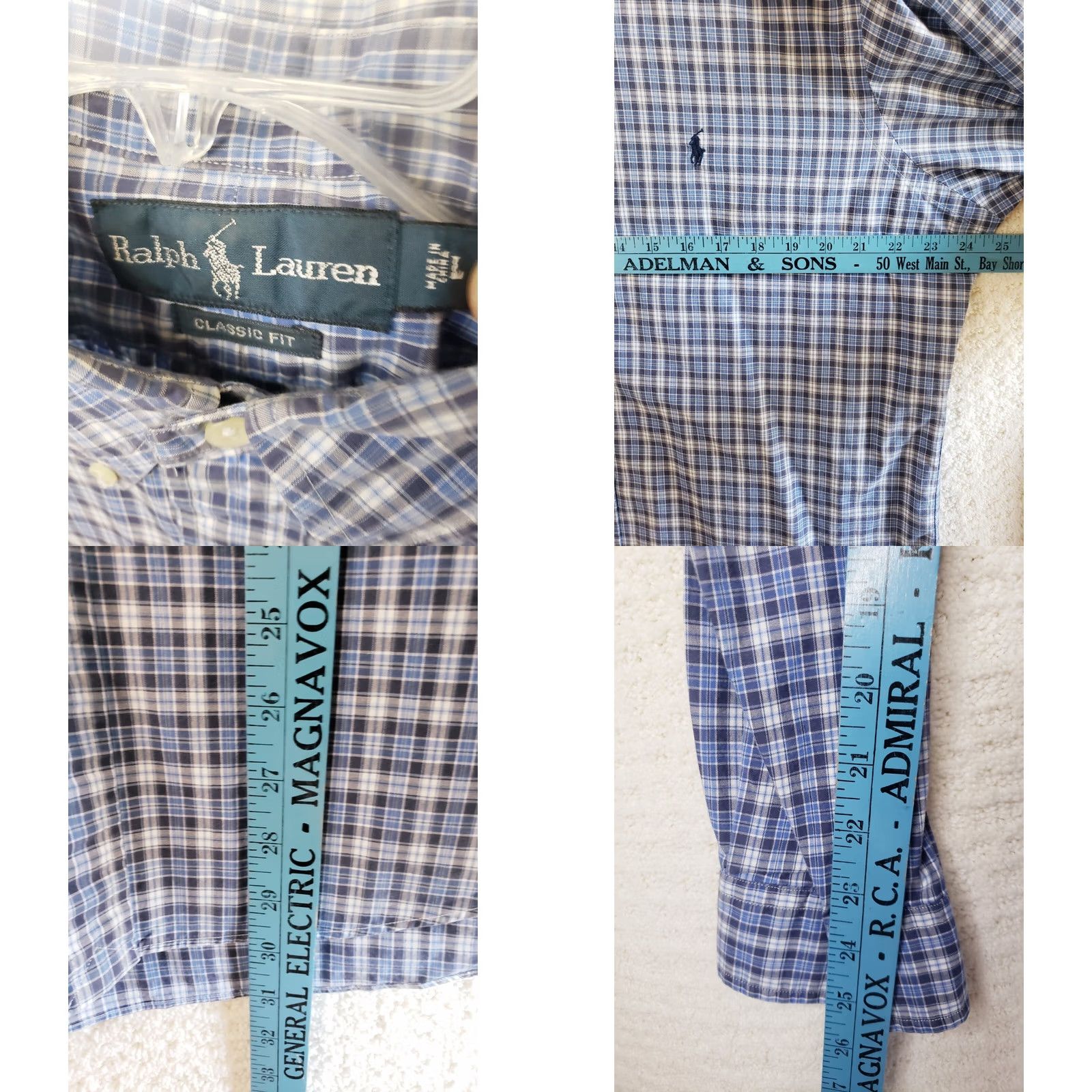 Ralph Lauren Ralph Lauren Mens Shirt Large Blue Plaid Classic Fit Performance Button Up Shirt Size US L / EU 52-54 / 3 - 8 Thumbnail