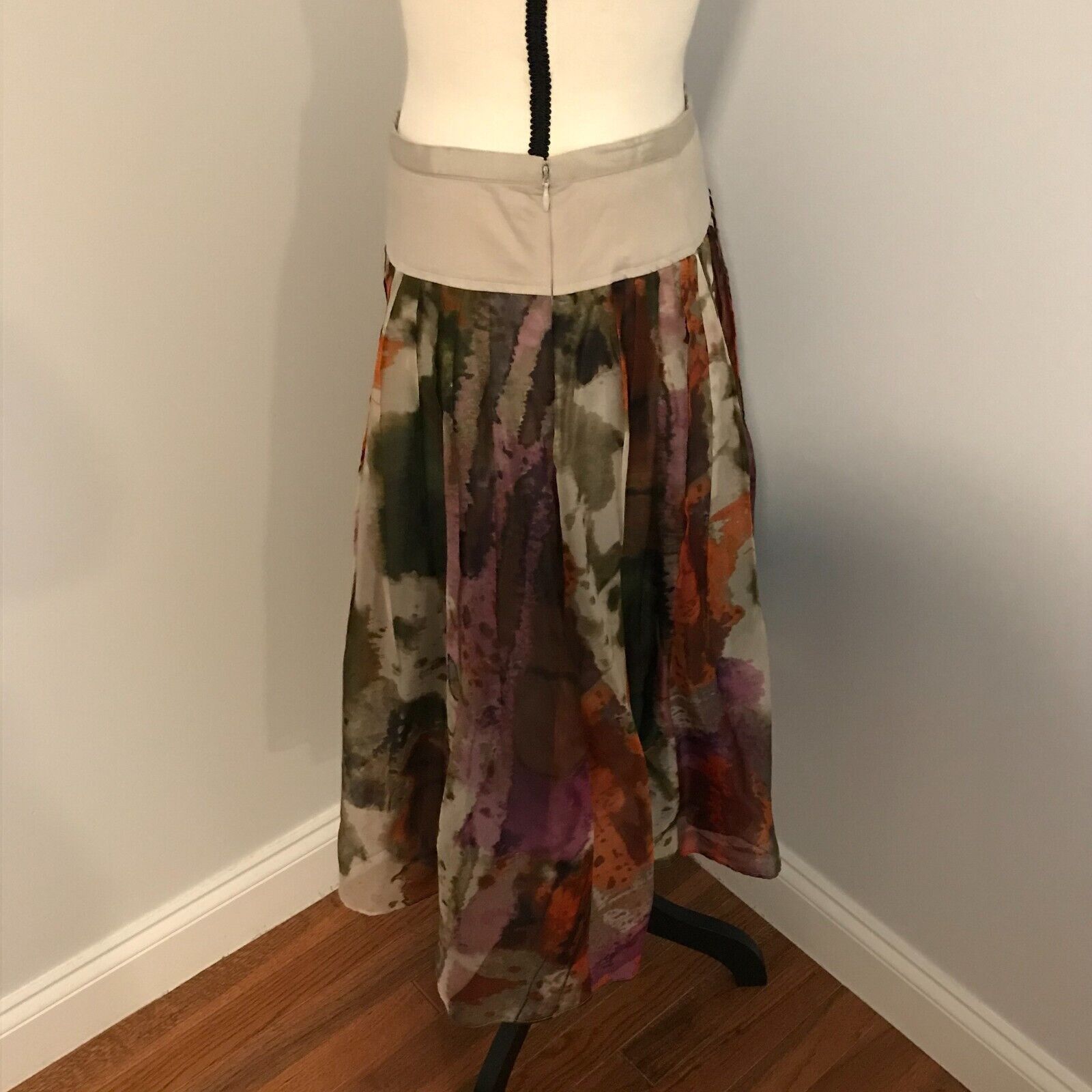 Anthropologie Anthropologie Edme & Esyllte Watercolor Pleated Silk Skirt Size 28" / US 6 / IT 42 - 2 Thumbnail
