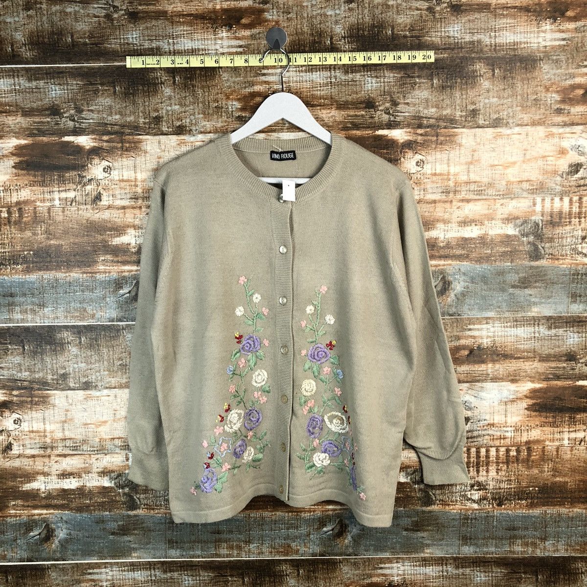 Japanese Brand Vino Rouge Brown Patterned Cardigans Knitwear #A1263 Size L / US 10 / IT 46 - 1 Thumbnail