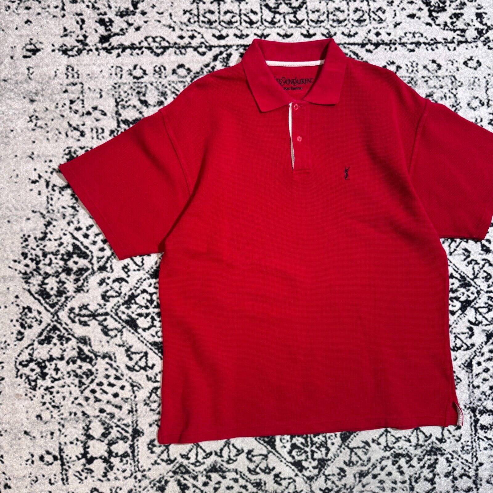 Vintage × Yves Saint Laurent Vintage Yves Saint Laurent Red Cotton Polo Shirt Size XL Size US XL / EU 56 / 4 - 3 Thumbnail