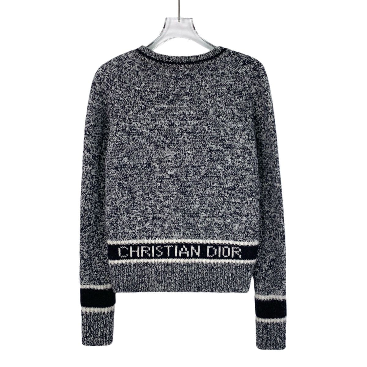 Dior Christian Dior Grey Intarsia Wool V-neck Knit Sweater K26WX Size XXS / US 00 / IT 34 - 2 Thumbnail
