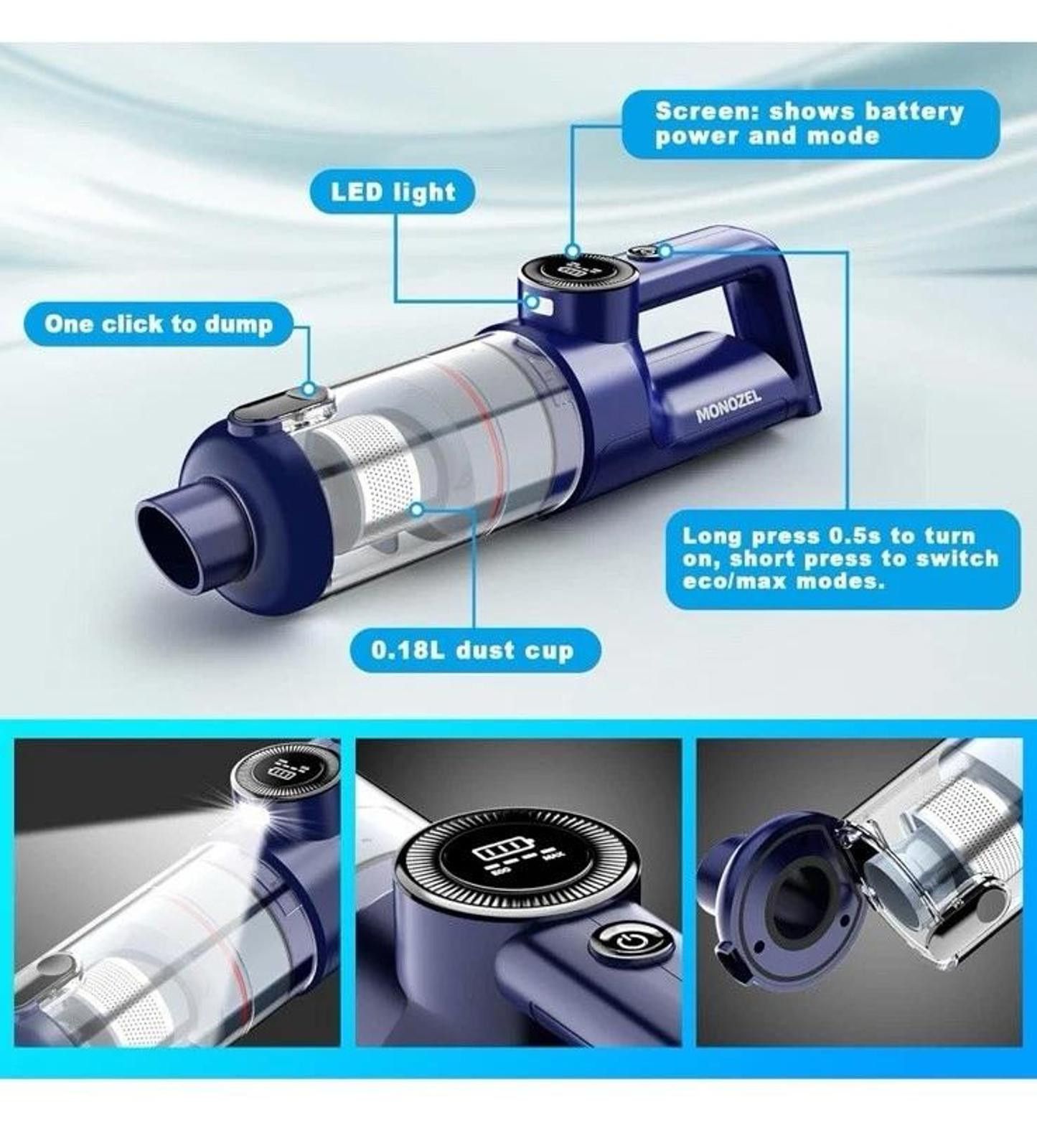Other Monozel Cordless Handheld Vacuum VC028 Blue, Bagless, Strong Size ONE SIZE - 6 Thumbnail