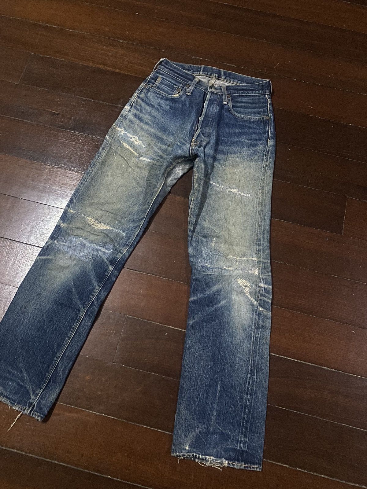 Denime FIRE 🔥 VINTAGE DENIME JAPAN DISTRESSED REWORK FADED JEANS Size US 29 - 3 Thumbnail