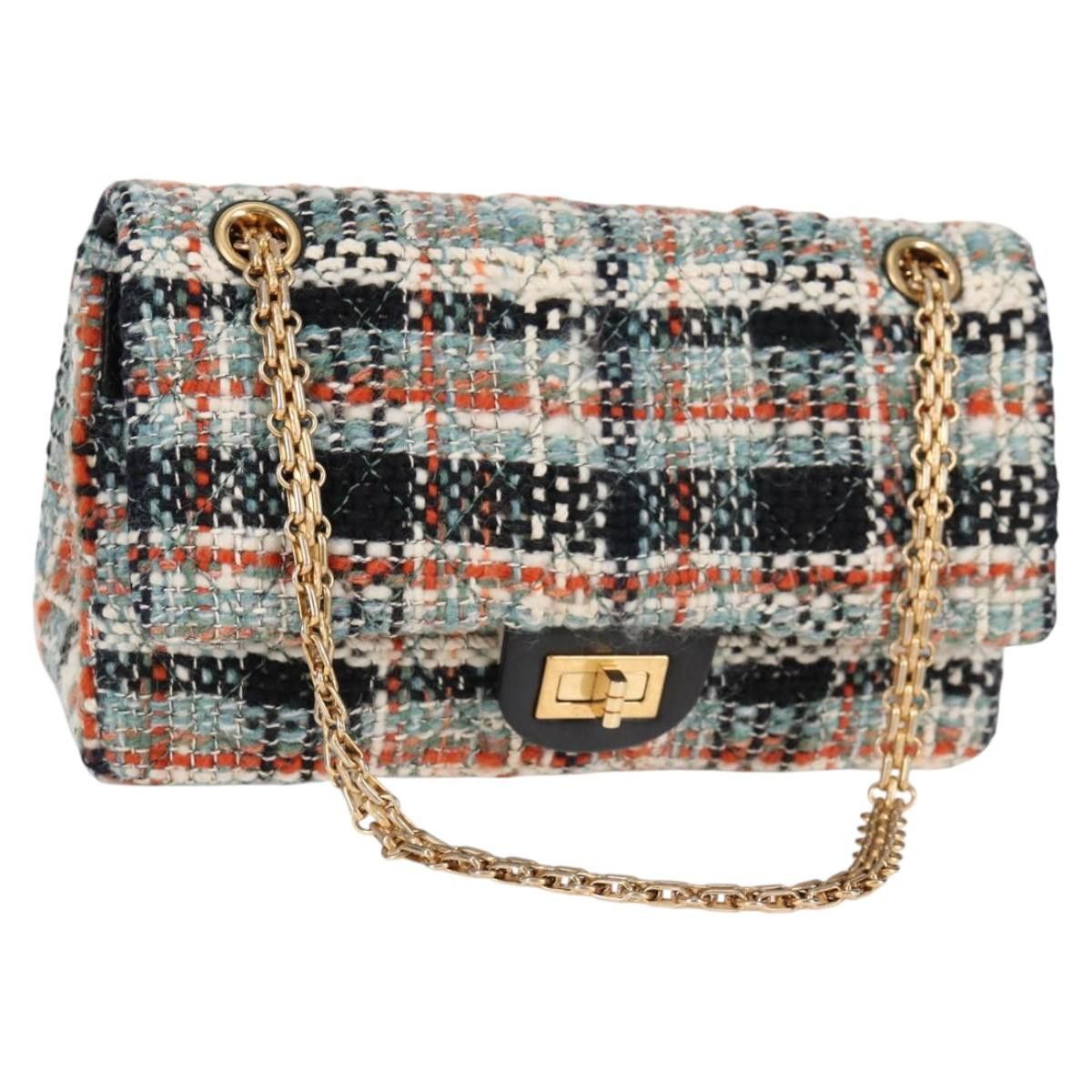 Chanel Matelasse Chain Shoulder Bag Tweed Light Blue Gold Cc Auth 120174M in Light Blue/Gold, Women's