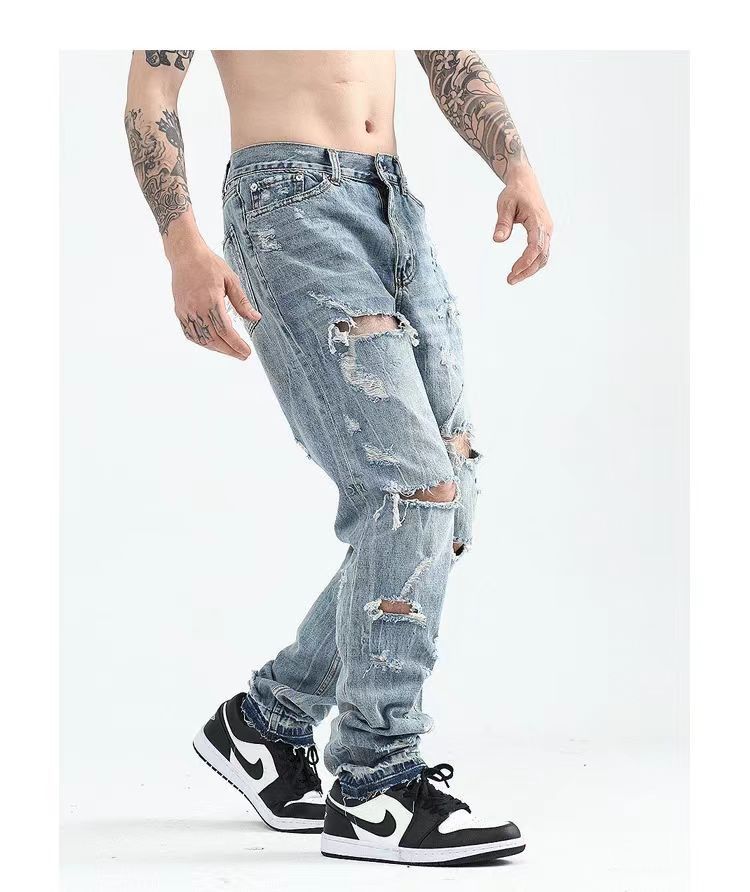 Japanese Brand × Vintage High Street Hip Hop Casual Straight Ripped Jeans Size US 30 / EU 46 - 4 Thumbnail