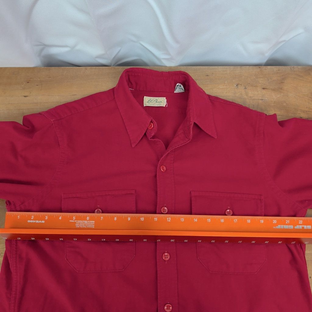 L.L. Bean × Vintage LL Bean Vintage Cursive Label Era Red Chamois Cotton Shirt Size US M / EU 48-50 / 2 - 5 Thumbnail