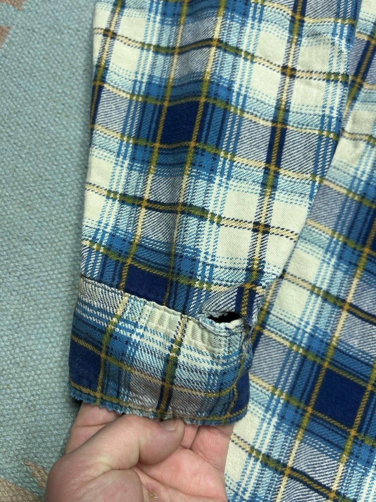 Vintage 80s flannel shirt brushed cotton distressed Kingsport large Size US L / EU 52-54 / 3 - 14 Thumbnail