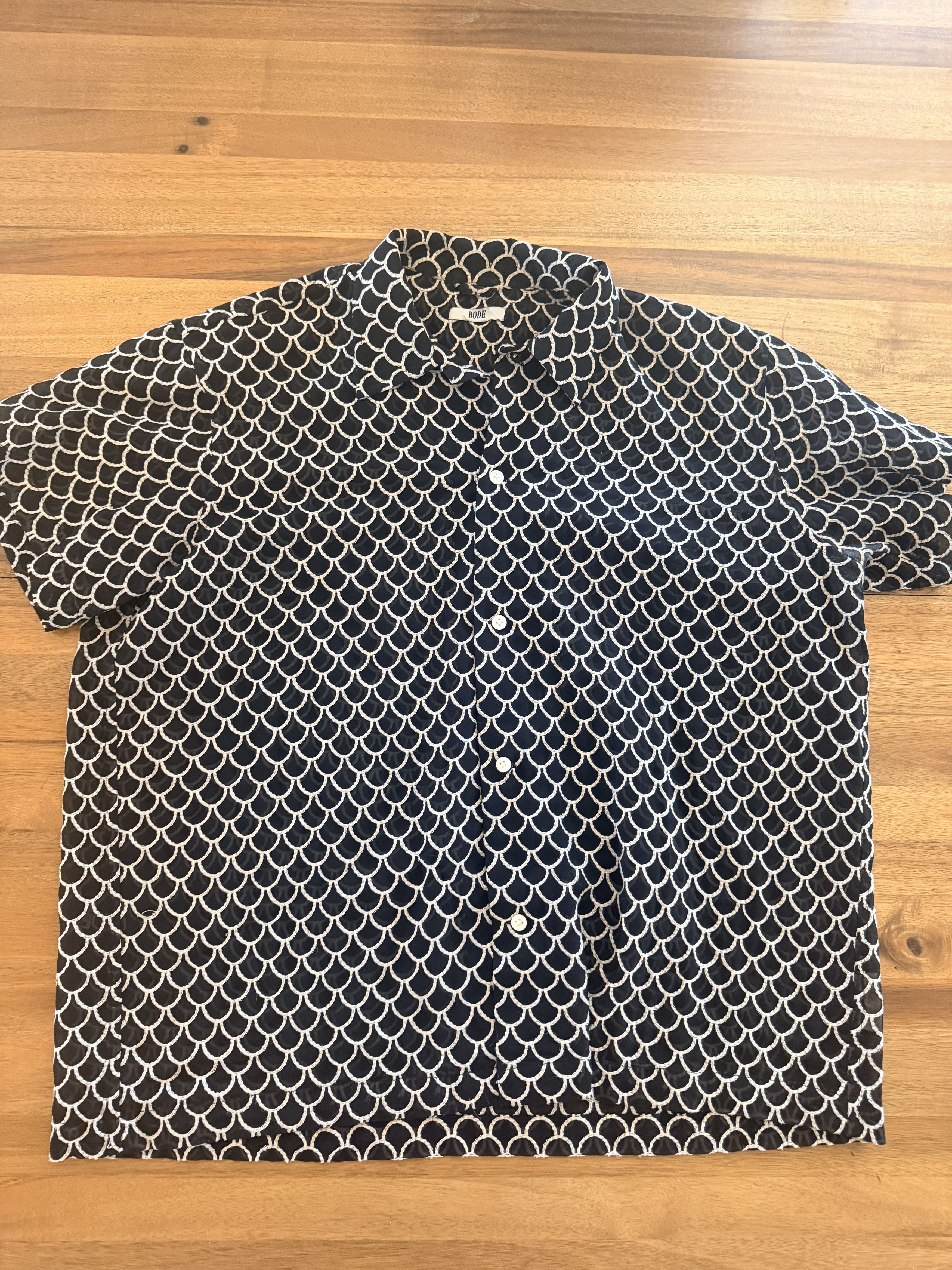 Bode Bode Scallop Stitch Short Sleeve Shirt — L/XL Size US L / EU 52-54 / 3 - 1 Thumbnail