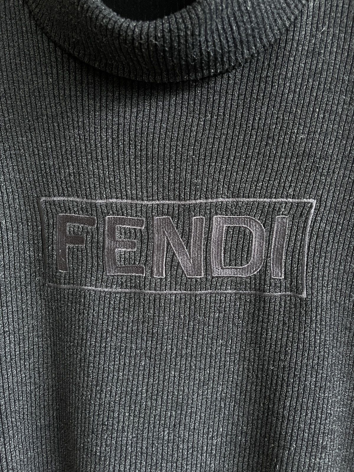 Fendi Vintage 90s🔥FENDI🔥Embroidered Logo Turtle Neck L/S Tee Size US M / EU 48-50 / 2 - 4 Thumbnail