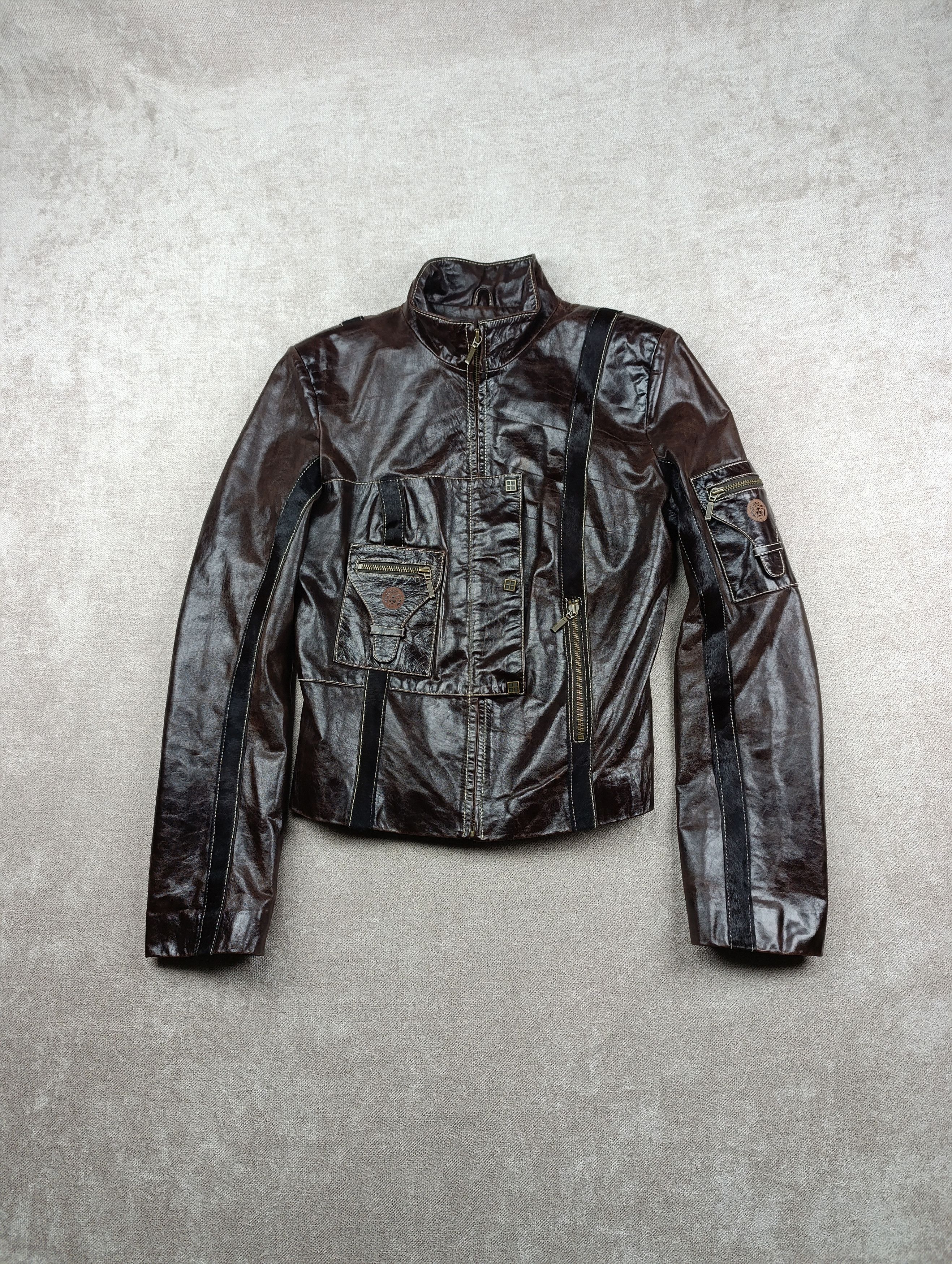 Versace Versace Womens Vintage Leather Avant-garde Jacket Size XS / US 0-2 / IT 36-38 - 4 Thumbnail
