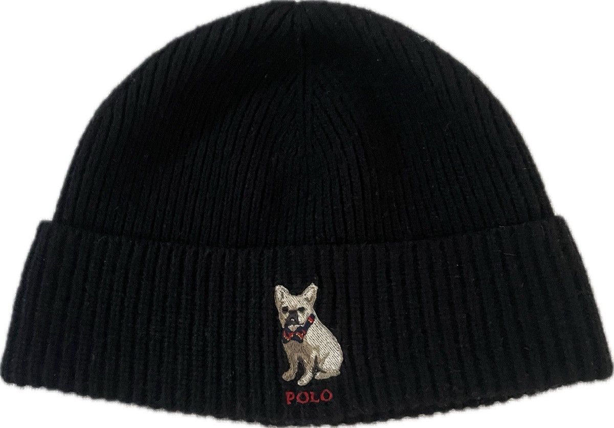 image of Polo Ralph Laurent Bulldog Beanie in Black, Men's