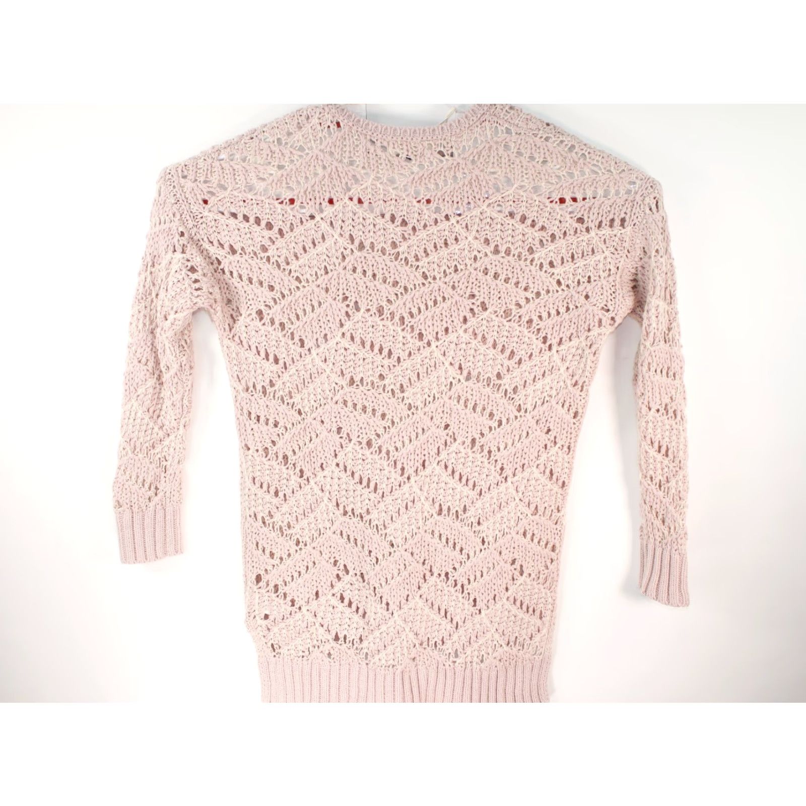Vintage VINTAGE Andrea University Pink Open Knit Pullover Sweater Women's Size M Lightweight Fall Spring Summer Size M / US 6-8 / IT 42-44 - 5 Thumbnail