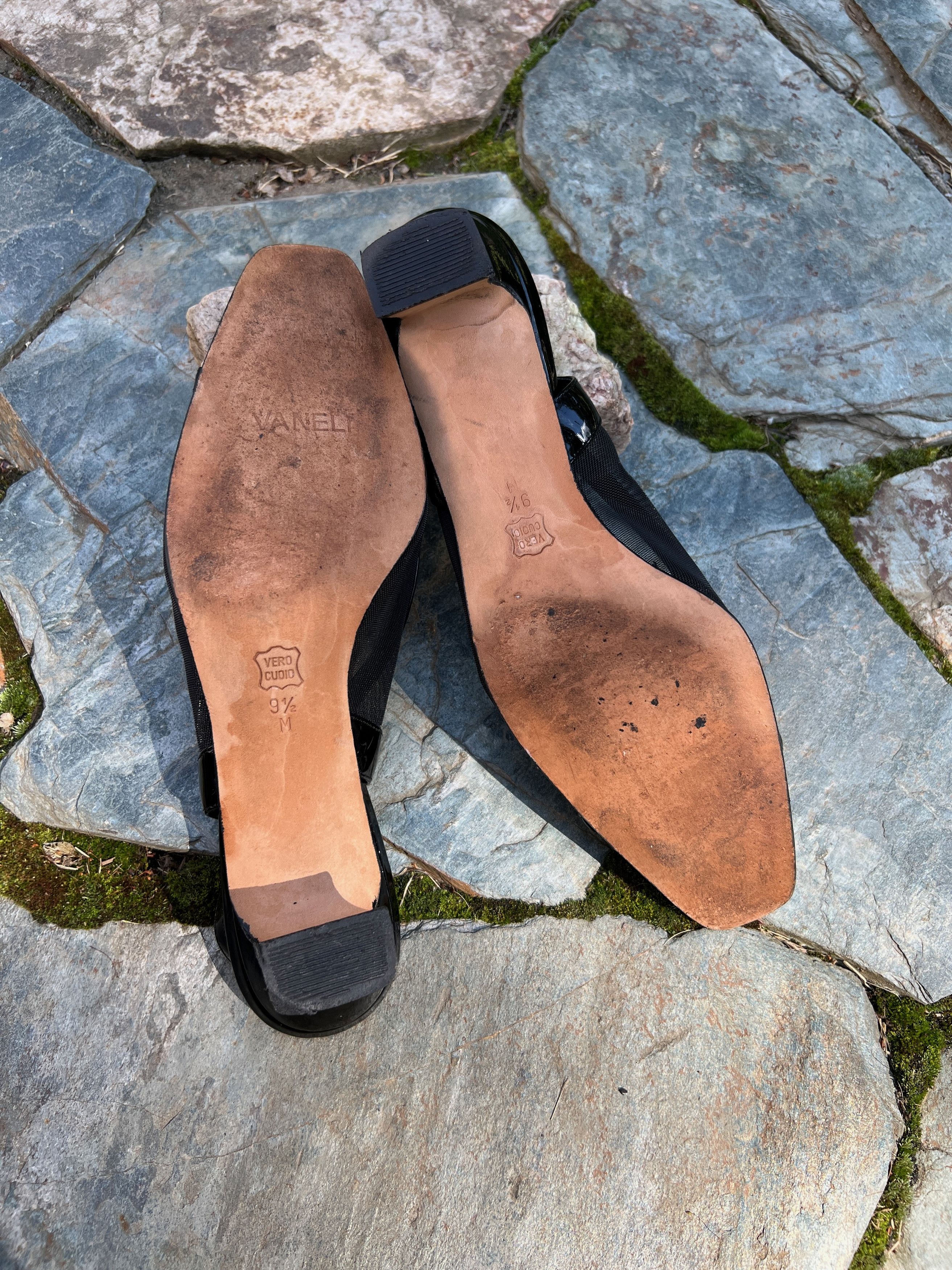 VANELI Black Mesh and Patent Sling Backs Size US 9.5 / IT 39.5 - 3 Thumbnail