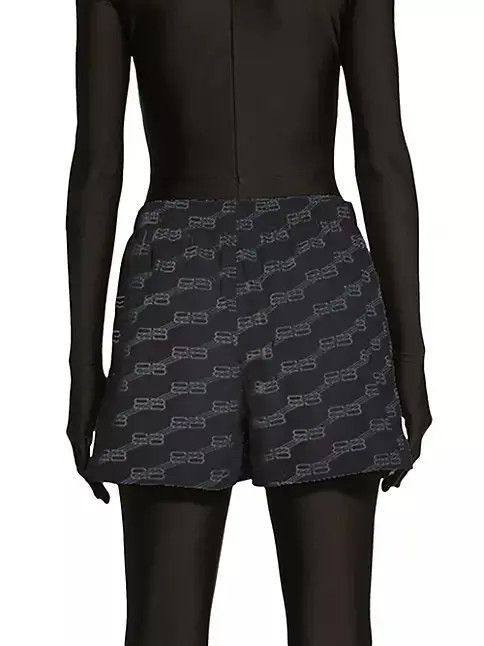Balenciaga o1la1rc1a1024 BB Monogram Pyjama Shorts in Black Size 25" / US 0 / IT 36 - 5 Thumbnail