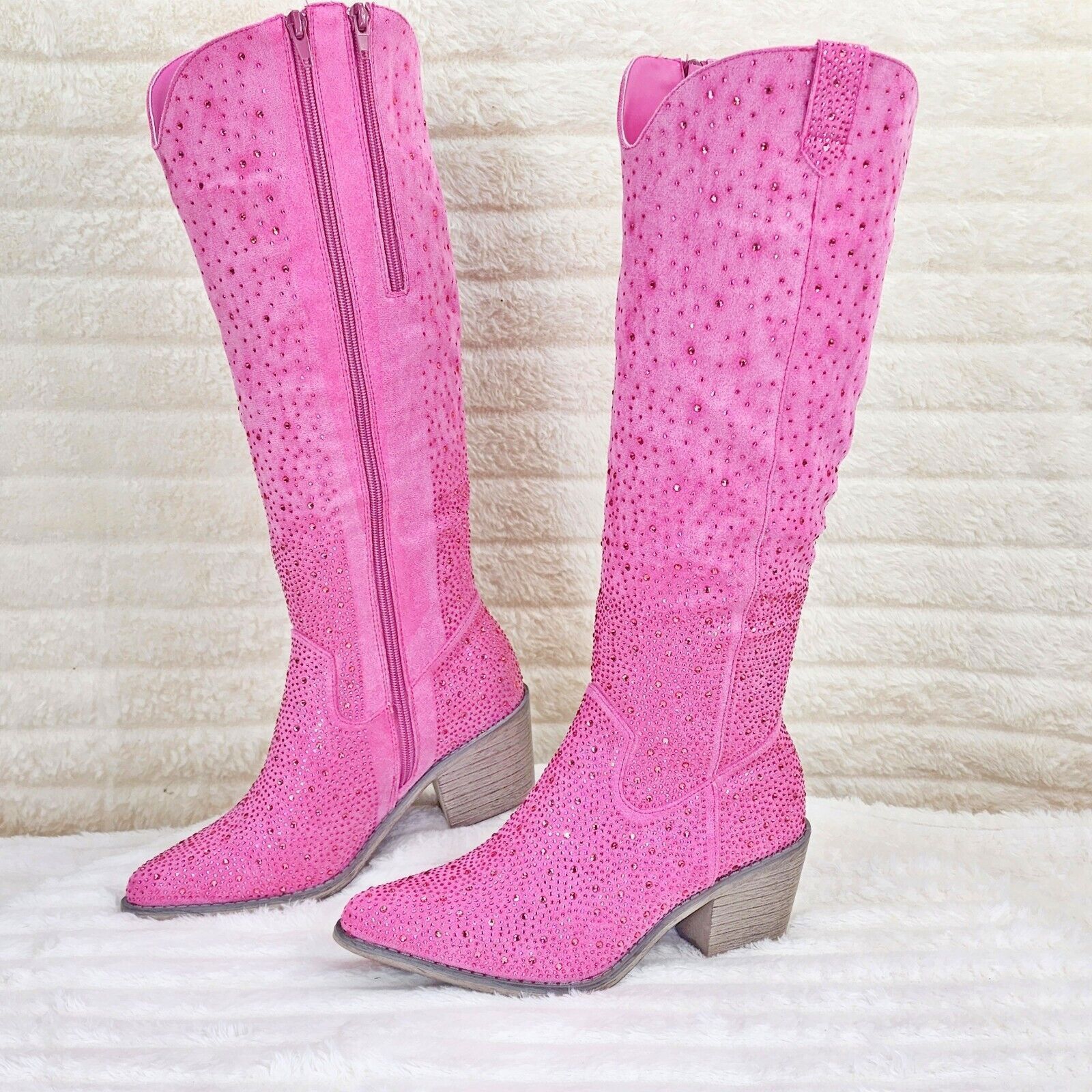 Other Wild Ones Glamour Cowboy Rhinestone Cowgirl Boots Tuck Zippe Size US 9 / IT 39 - 2 Thumbnail