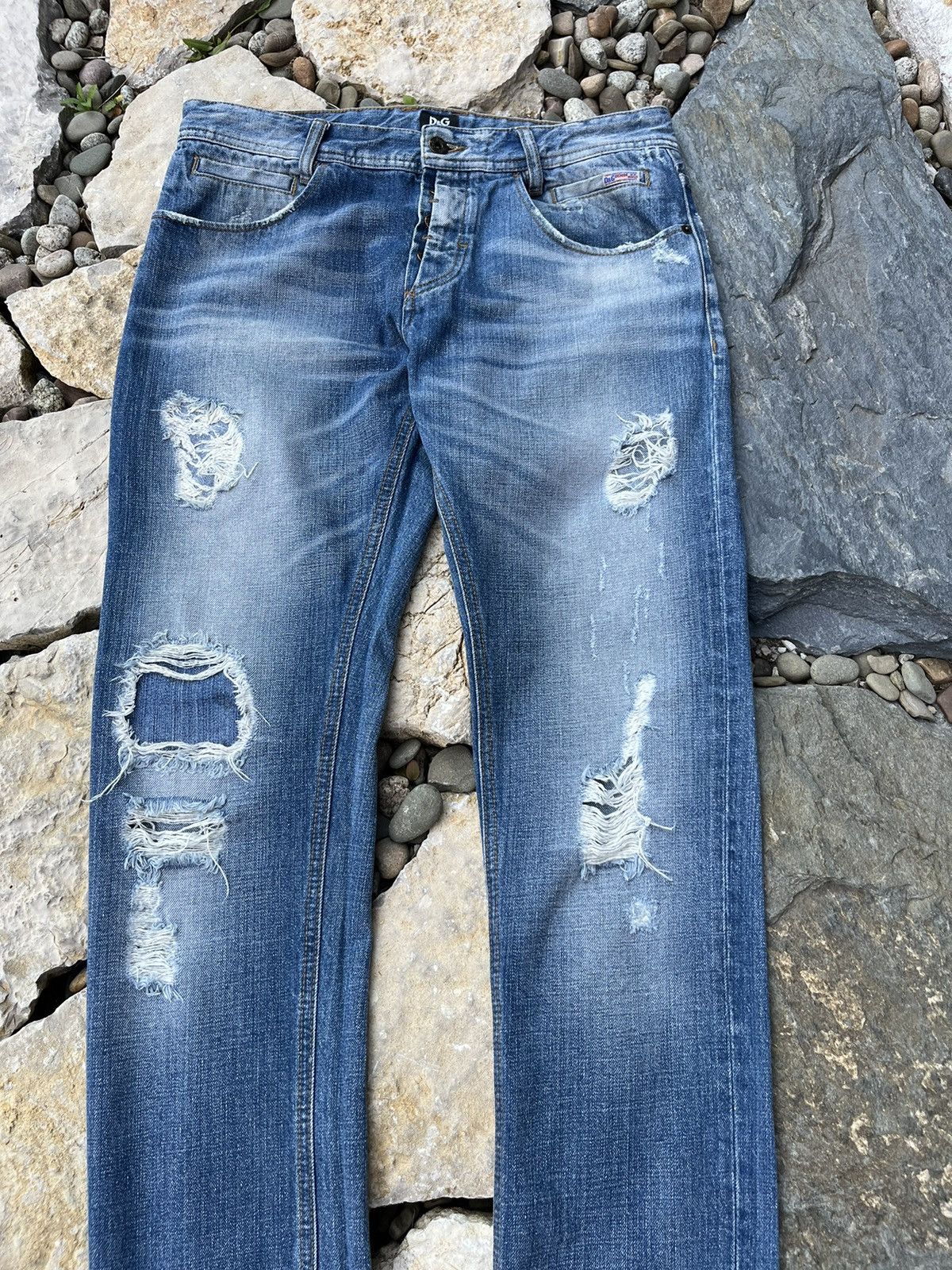 Dolce & Gabbana × Jean Vintage Dolce & Gabbana y2k distressed jeans ripped pants Size US 30 / EU 46 - 4 Thumbnail