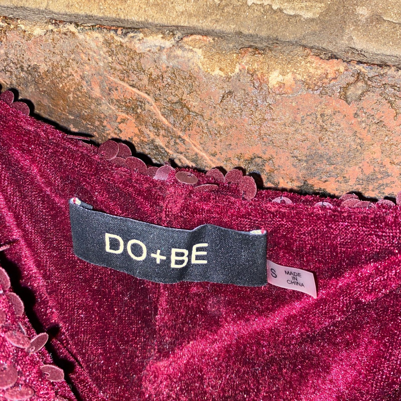 Other DO+BE Burgundy Velvet Sequined Mini Tank Slip Dress Small Size S / US 4 / IT 40 - 5 Thumbnail