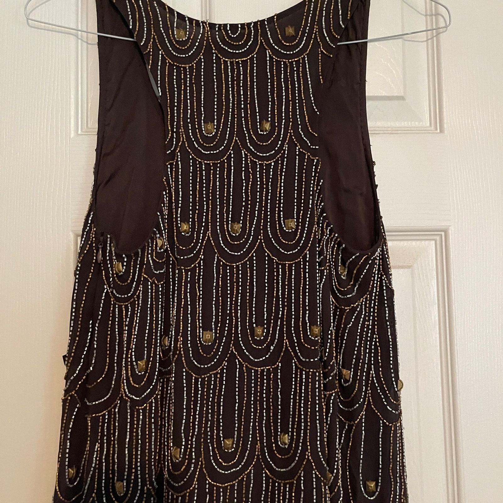 Other Anaikka Beaded Copper & Silver Coca Sleeveless Mini Dress Size XS / US 0-2 / IT 36-38 - 6 Thumbnail