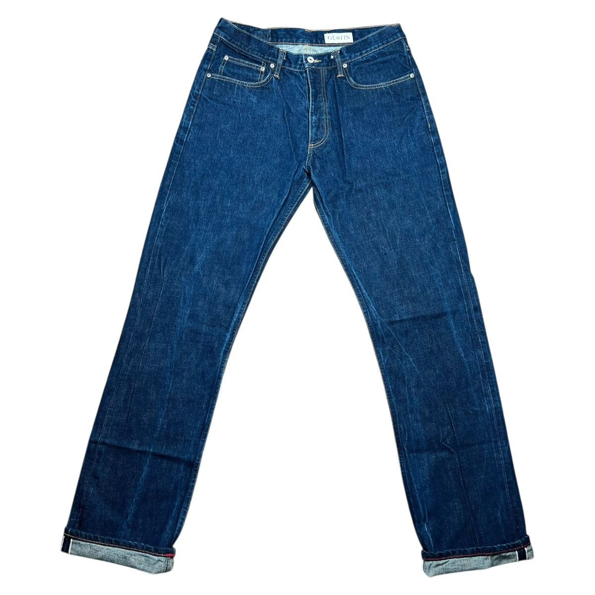 Gustin Gustin Jeans Men Blue Selvedge Straight Fit USA Denim Pants Size US 31 - 1 Thumbnail