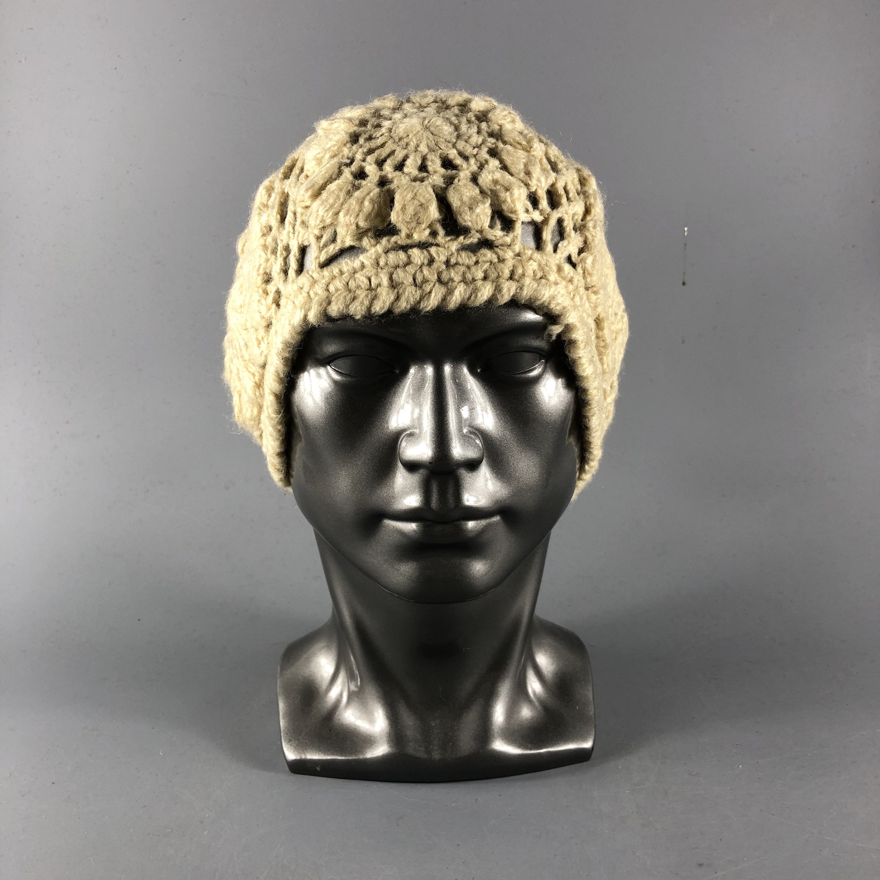 Vintage Floral Knit Crochet Wool Beanie Snowcap Snow Hat B1057 Size ONE SIZE - 2 Thumbnail