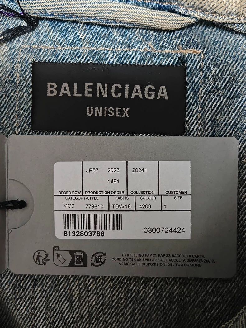 Balenciaga Balenciaga 24ss distressed logo washed denim jacket-2506 Size US S / EU 44-46 / 1 - 4 Thumbnail