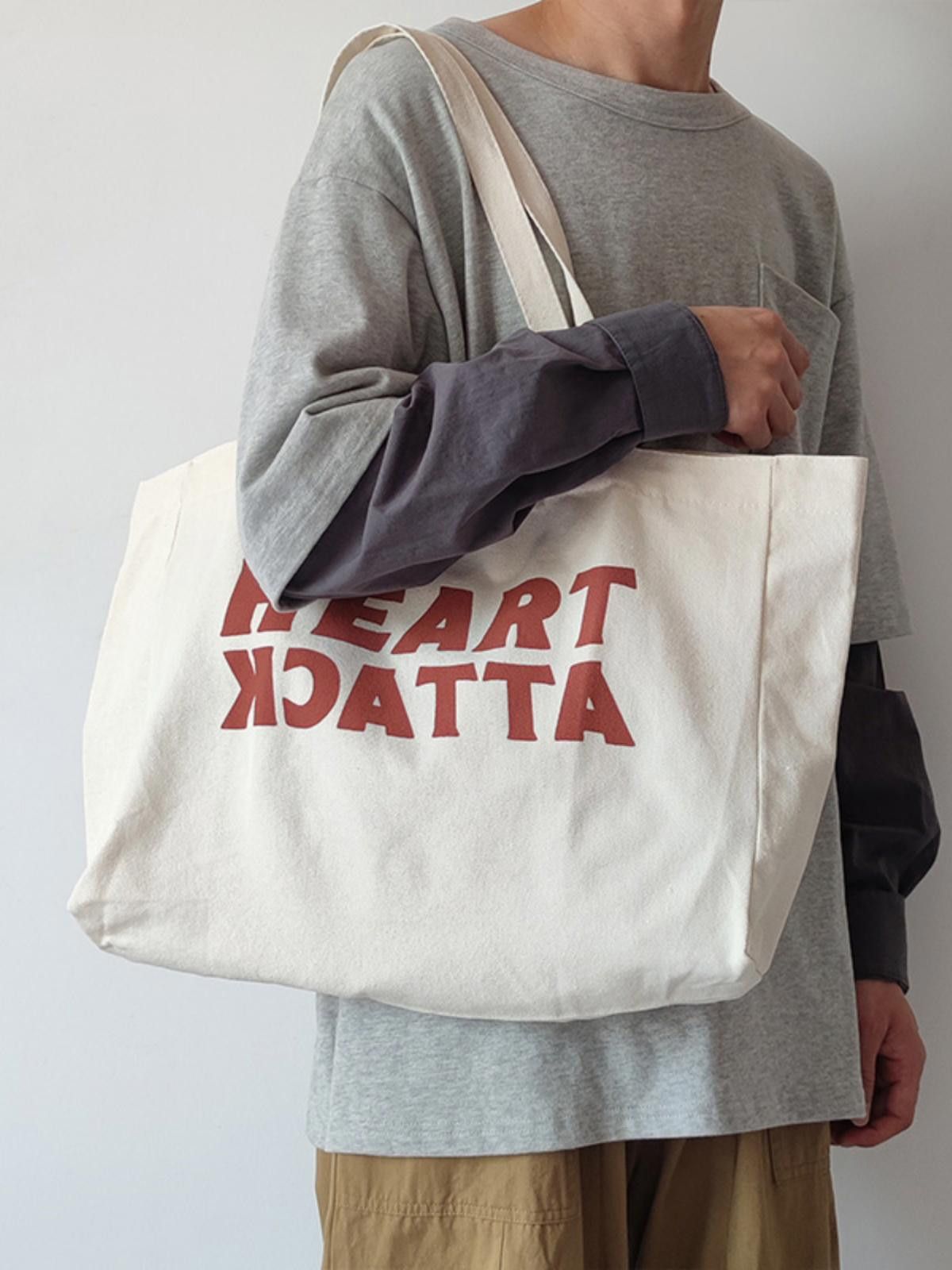 Vintage Heart Attack Canvas Tote Bag Size ONE SIZE - 4 Thumbnail