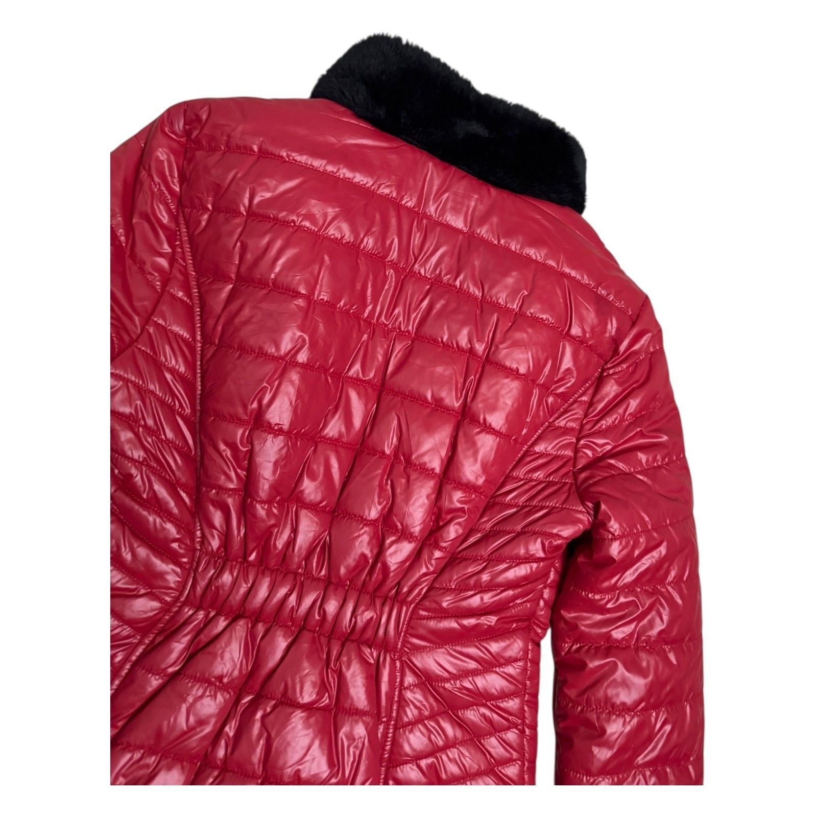 Guess GUESS Red Designer Winter Puffer Faux Fur Jacket Coat Small Size S / US 4 / IT 40 - 4 Thumbnail