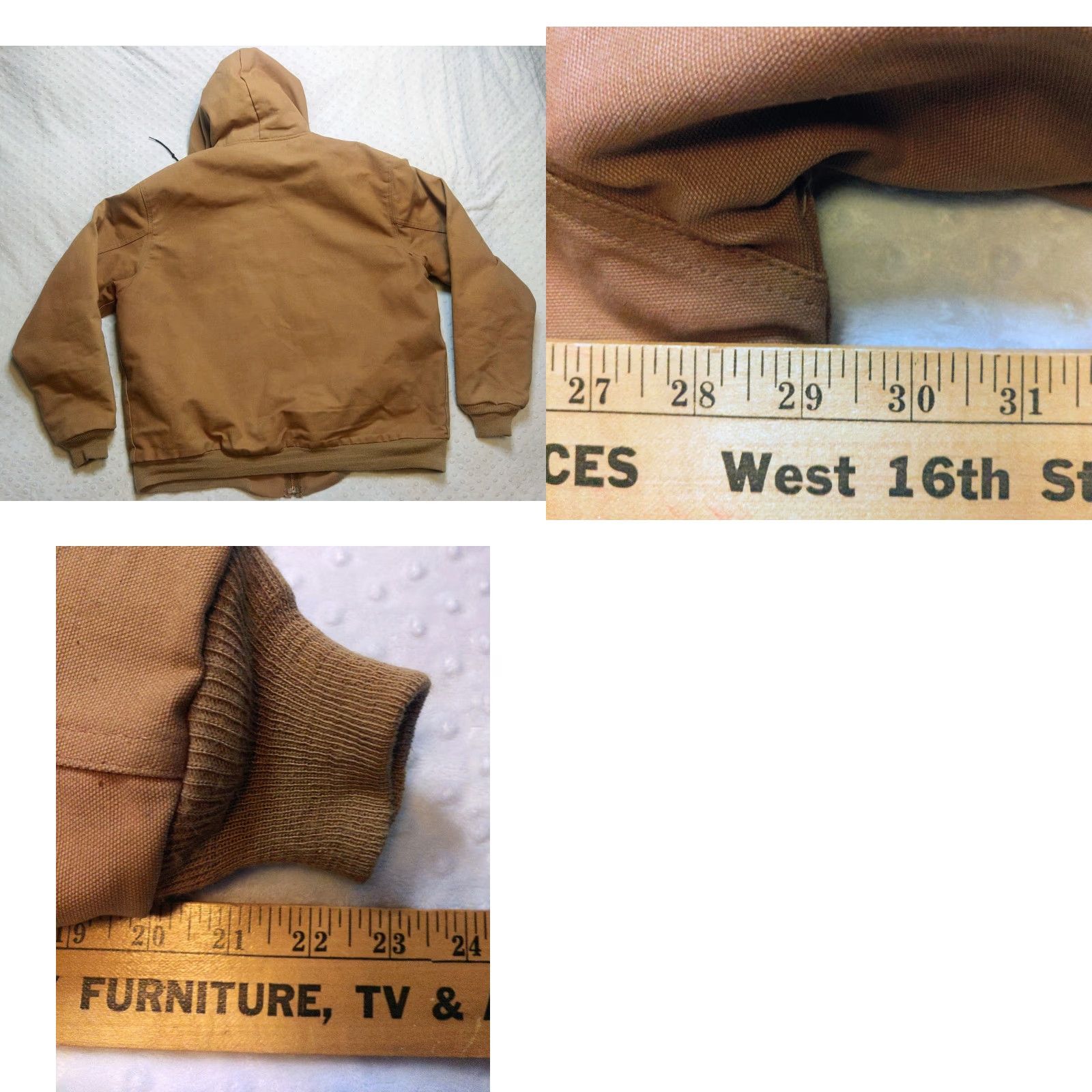 Carhartt VINTAGE Carhartt Jacket Mens 2XLT Hooded Wool Lined Bomber Canvas Workwear Brown Zip Front Mid-Length All Seasons 90s USA Outdoors Mens Size US XXL / EU 58 / 5 - 9 Thumbnail