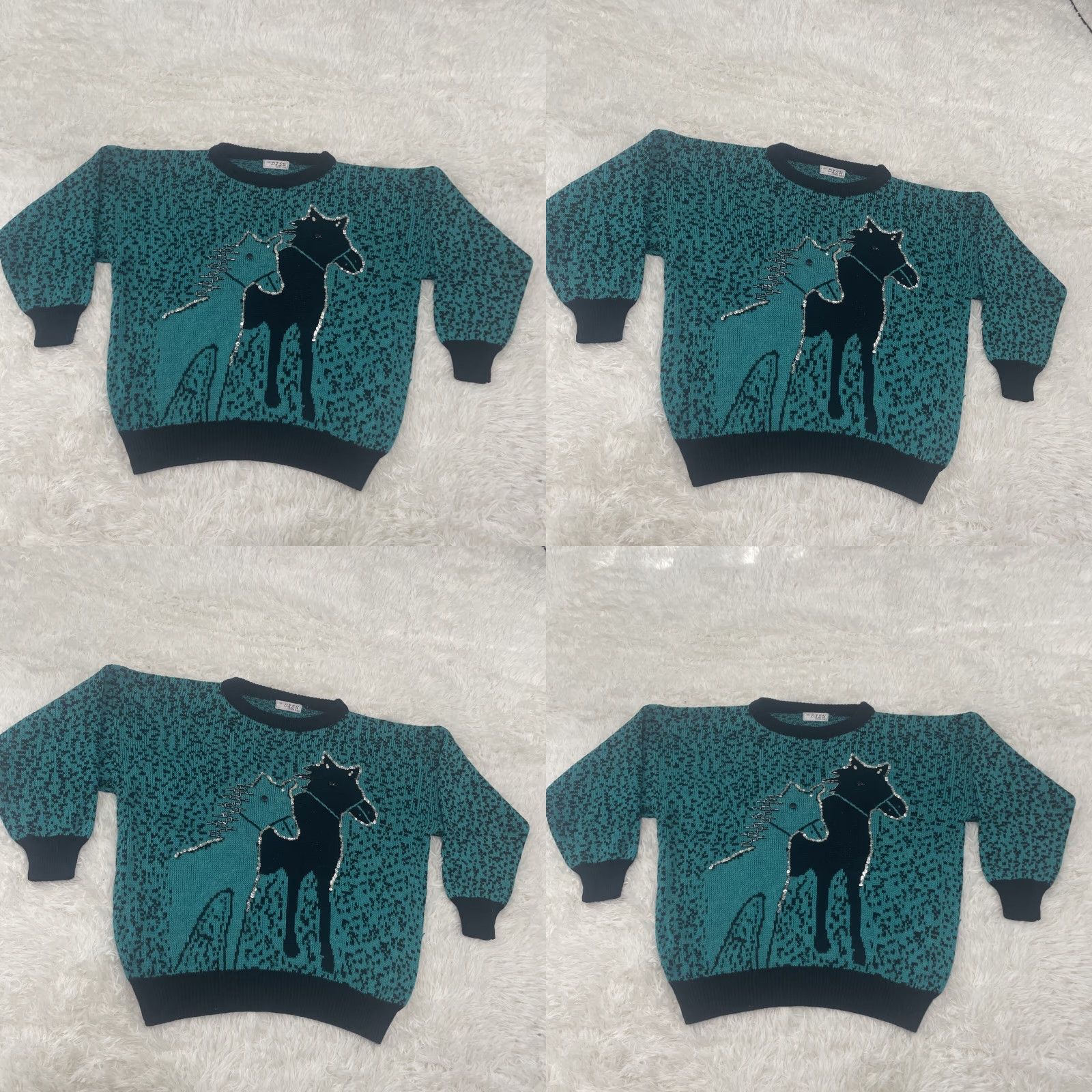 Vintage VINTAGE DISU Fashion Wear HORSES Beaded Knit Sweater Men S Acrylic Teal Black Size US S / EU 44-46 / 1 - 9 Thumbnail