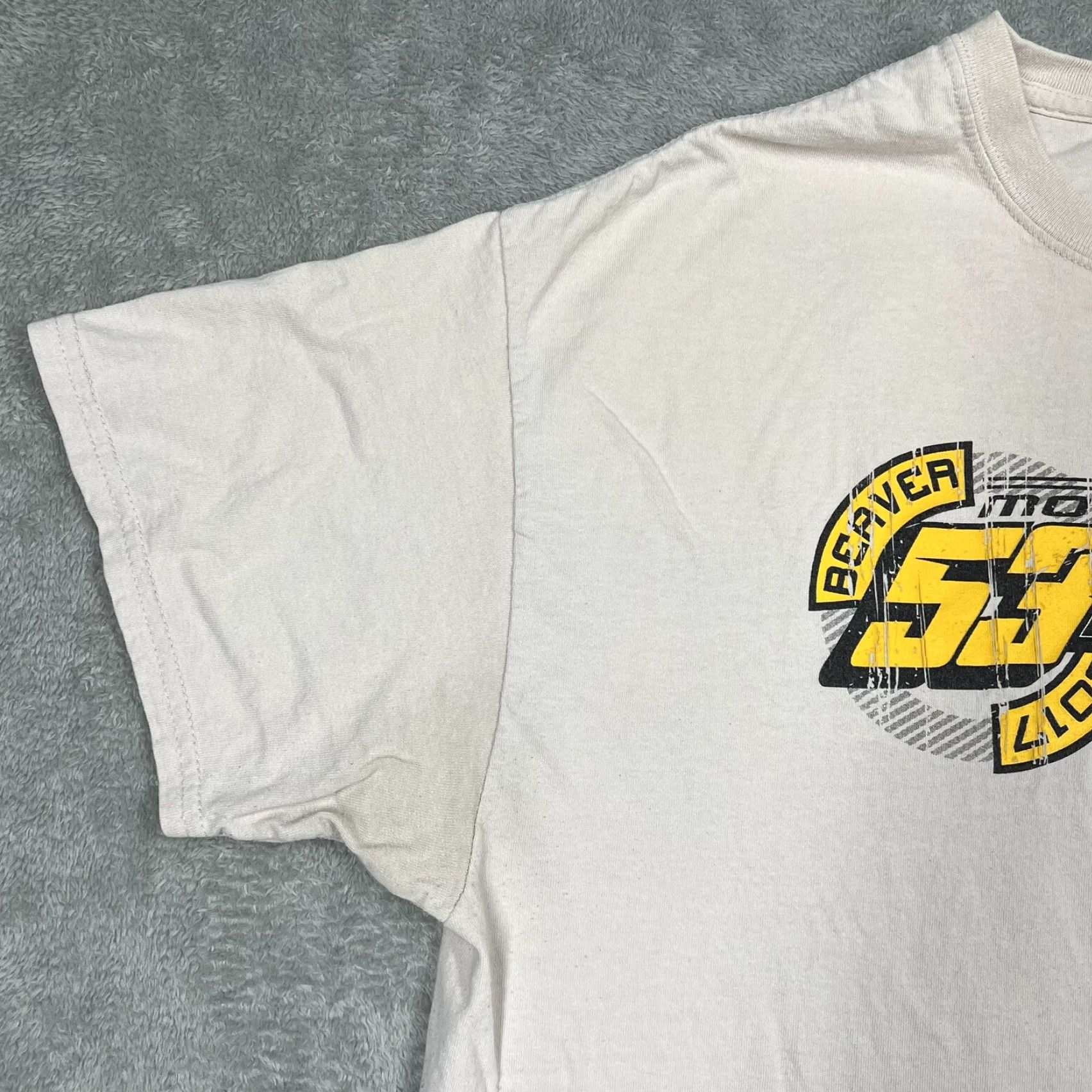 Vintage Beaver Motorsports #53 Bims T-Shirt Men Large Short Sleeve Tan Sand Shirt Mens Brown L Size US L / EU 52-54 / 3 - 4 Thumbnail
