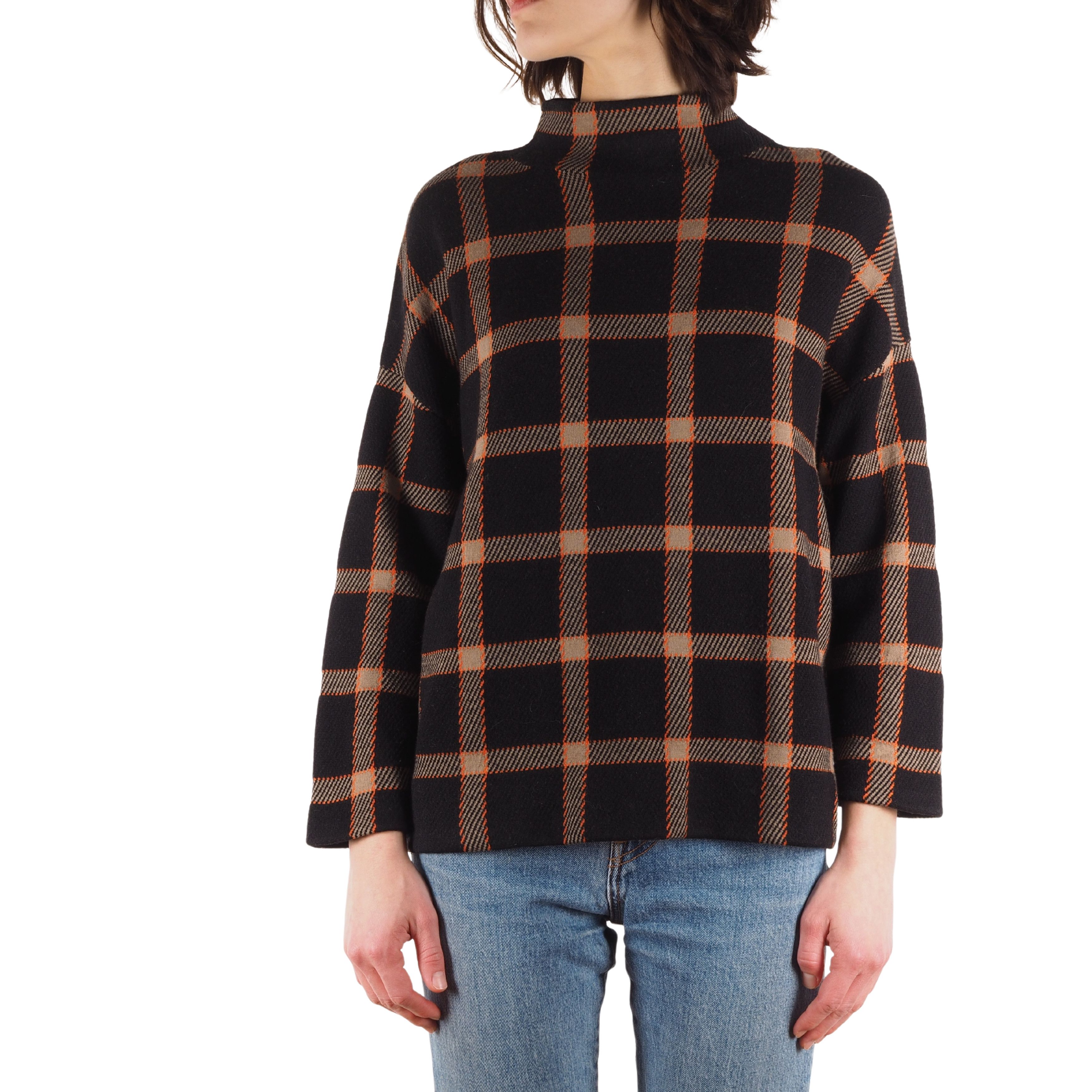 Akris Punto Women's Wool Brown Plaid Pullover Sweater