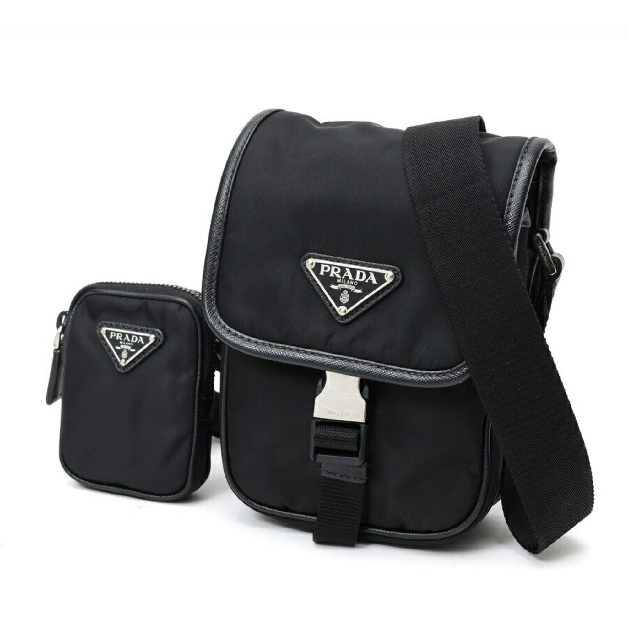 Prada Prada Re-Nylon x Saffiano Leather Mini Shoulder Bag 2VD043 Black (Nero) Size ONE SIZE - 1 Thumbnail