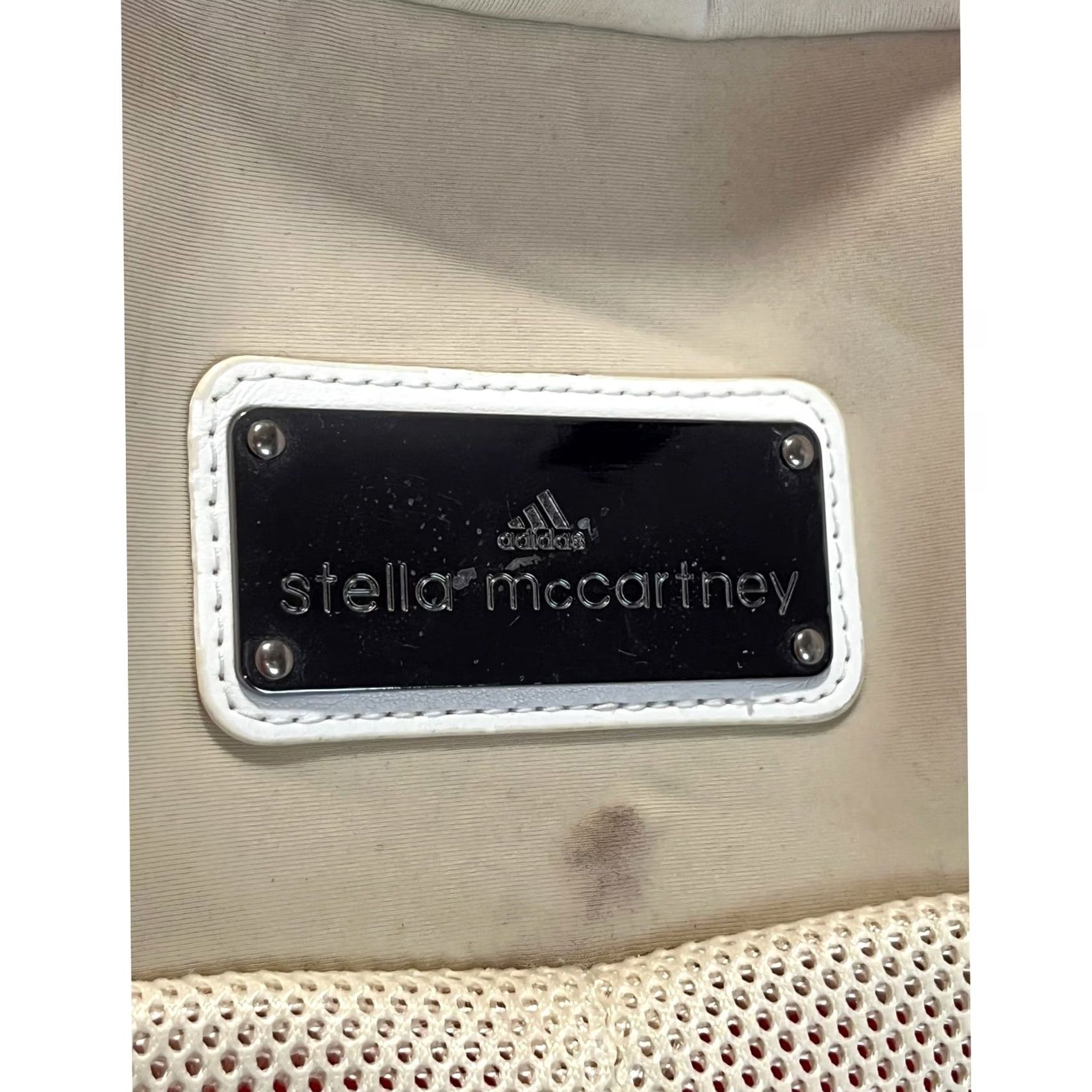Stella McCartney Adidas by Stella McCartney Gym Bag Large White Tan Neon Coral Mesh Duffel AX8257 Womens Size ONE SIZE - 4 Thumbnail