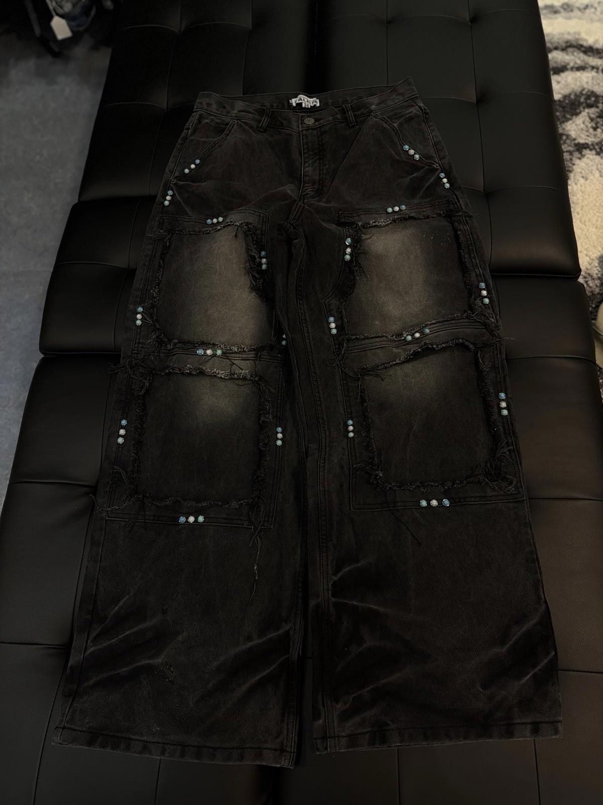 Vale Valley Baggy Denim Black Jeans Size 34 (NEW) Pants Crystal Size US 34 / EU 50 - 1 Thumbnail