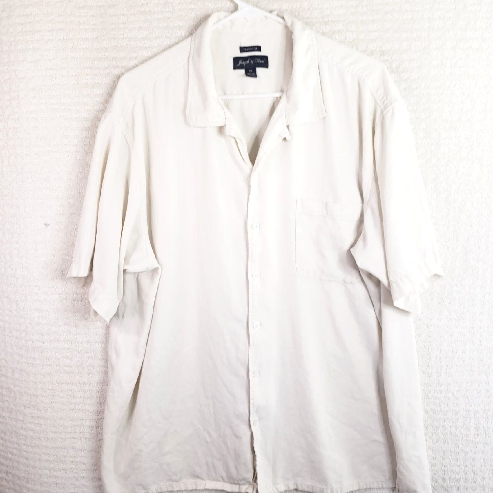 Joseph Joseph & Feiss Shirt Mens 2XL 100% Silk Button Up Ivory Vacation Short Sleeve Size US XXL / EU 58 / 5 - 2 Thumbnail