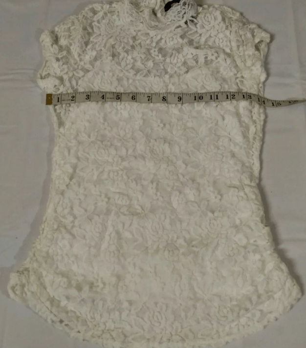 Vintage White Top Size S Women Floral Lace Sheer Mock Neck Size S / US 4 / IT 40 - 8 Thumbnail
