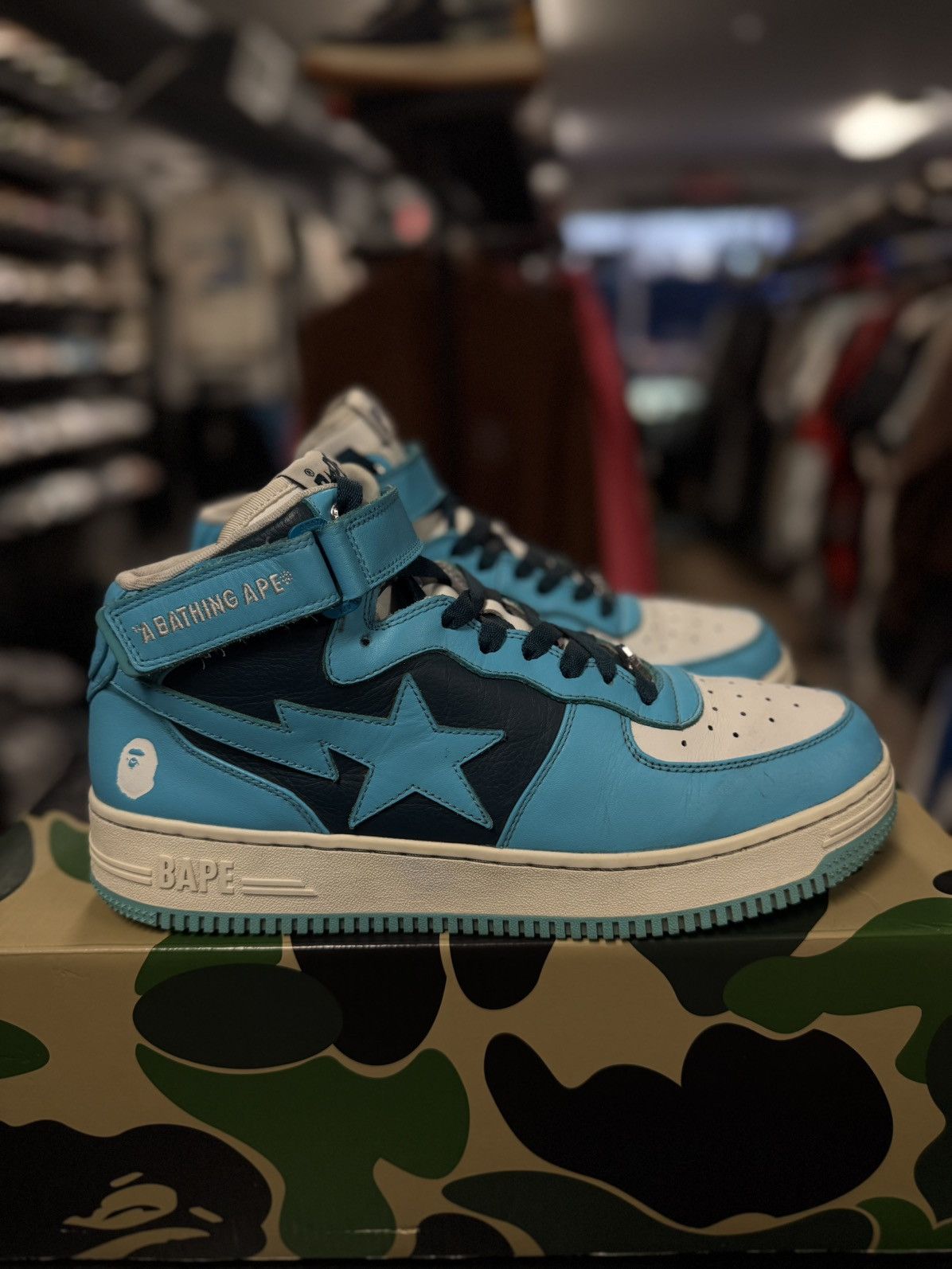 Bape Bapesta High Top Sneakers Size 12US BLUE W BOX Size US 12 / EU 45 - 1 Thumbnail