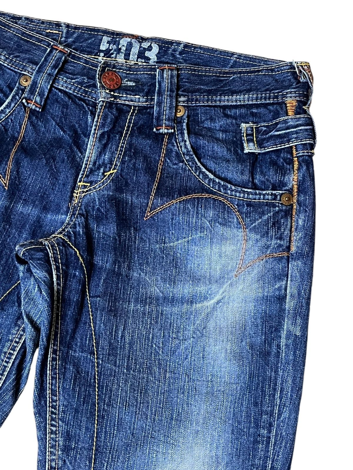 Edwin FLARED🔥VINTAGE EDWIN 503 MADE IN JAPAN BLUE TRIP JEANS Size US 30 / EU 46 - 4 Thumbnail