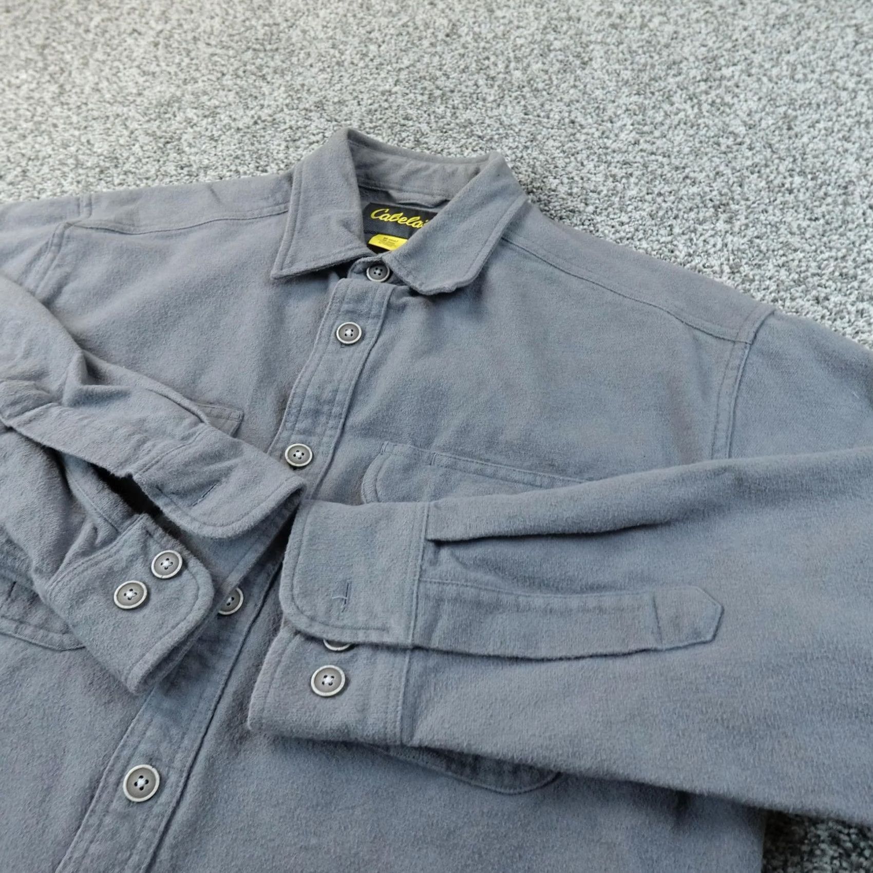 Vintage Cabela's Shirt Mens M Gray Flannel Button-Up Long Sleeve Outdoor Work Top Size US M / EU 48-50 / 2 - 2 Thumbnail