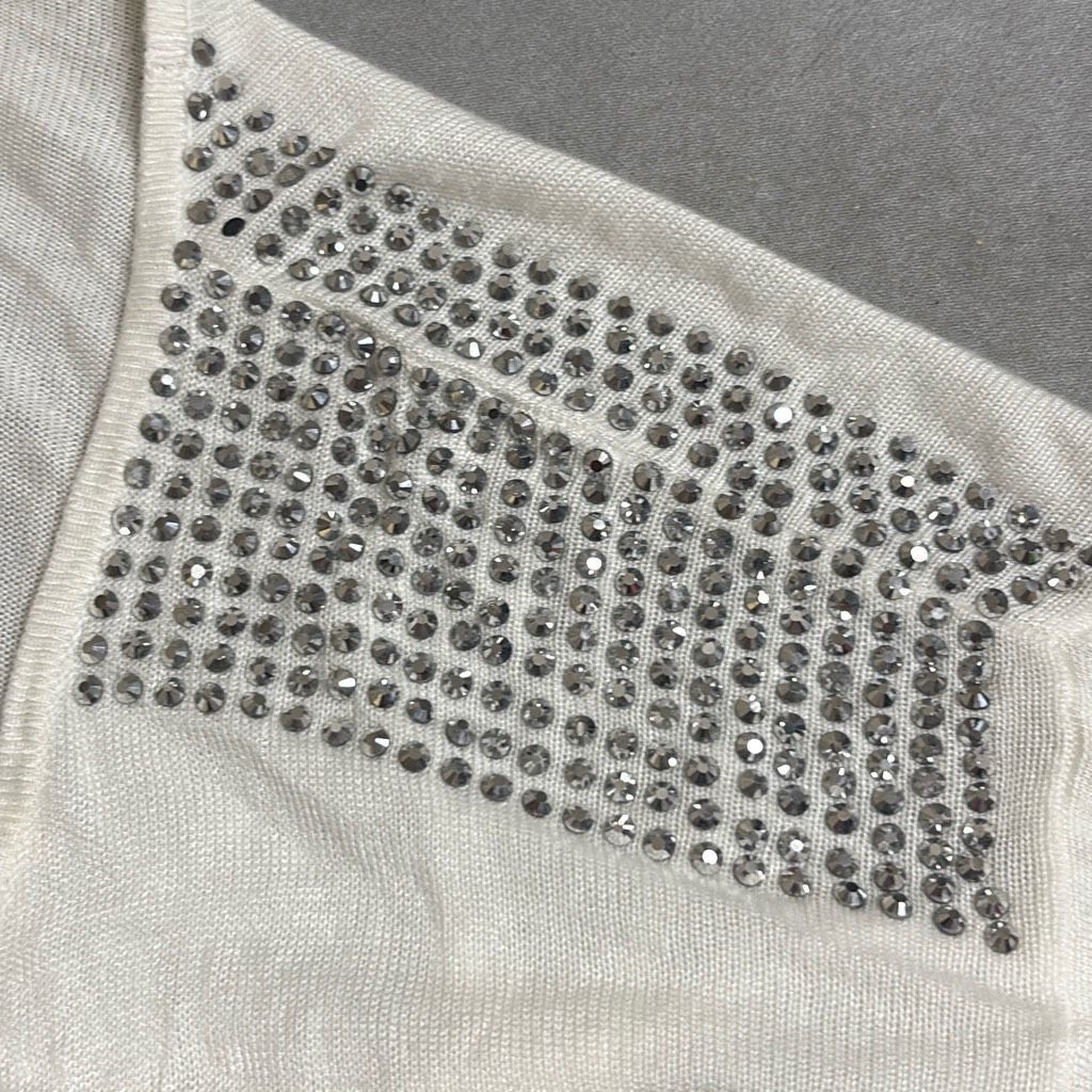 Express Express Womens Small White Rhinestone Embellished Shoulders Size S / US 4 / IT 40 - 6 Thumbnail