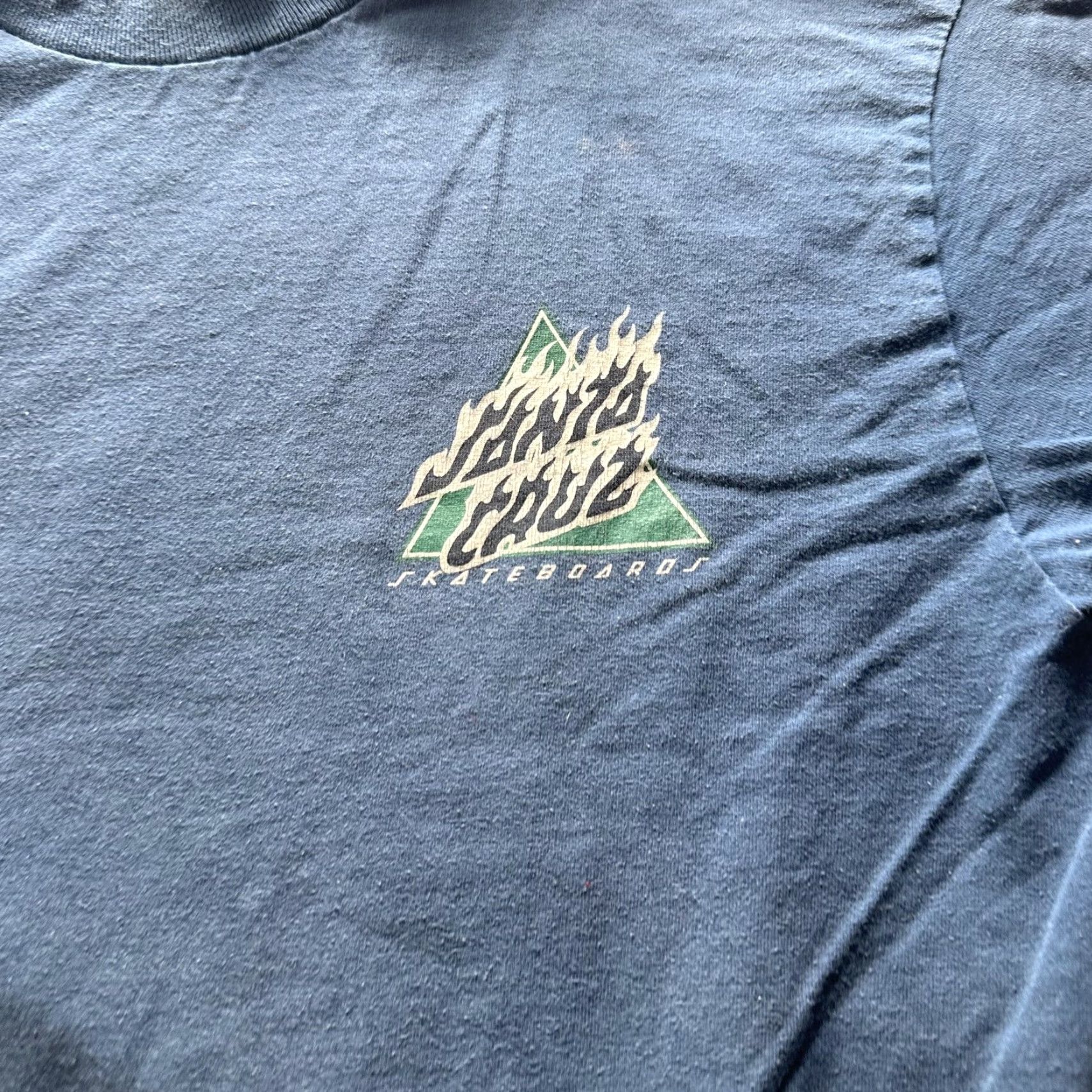 Vintage Santa Cruz Shirt Mens Large Blue Flame Triangle Skateboards Logo Graphic Tee Size US L / EU 52-54 / 3 - 2 Thumbnail