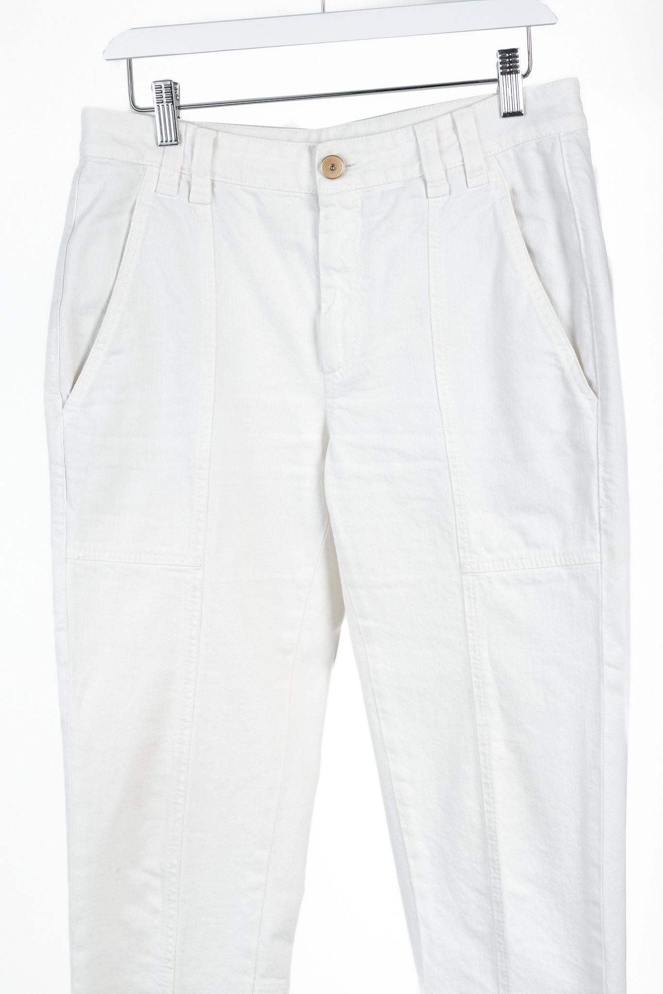 Brunello Cucinelli Brunello Cucinelli White Cotton Straight-Leg Jeans Size 31" - 3 Thumbnail