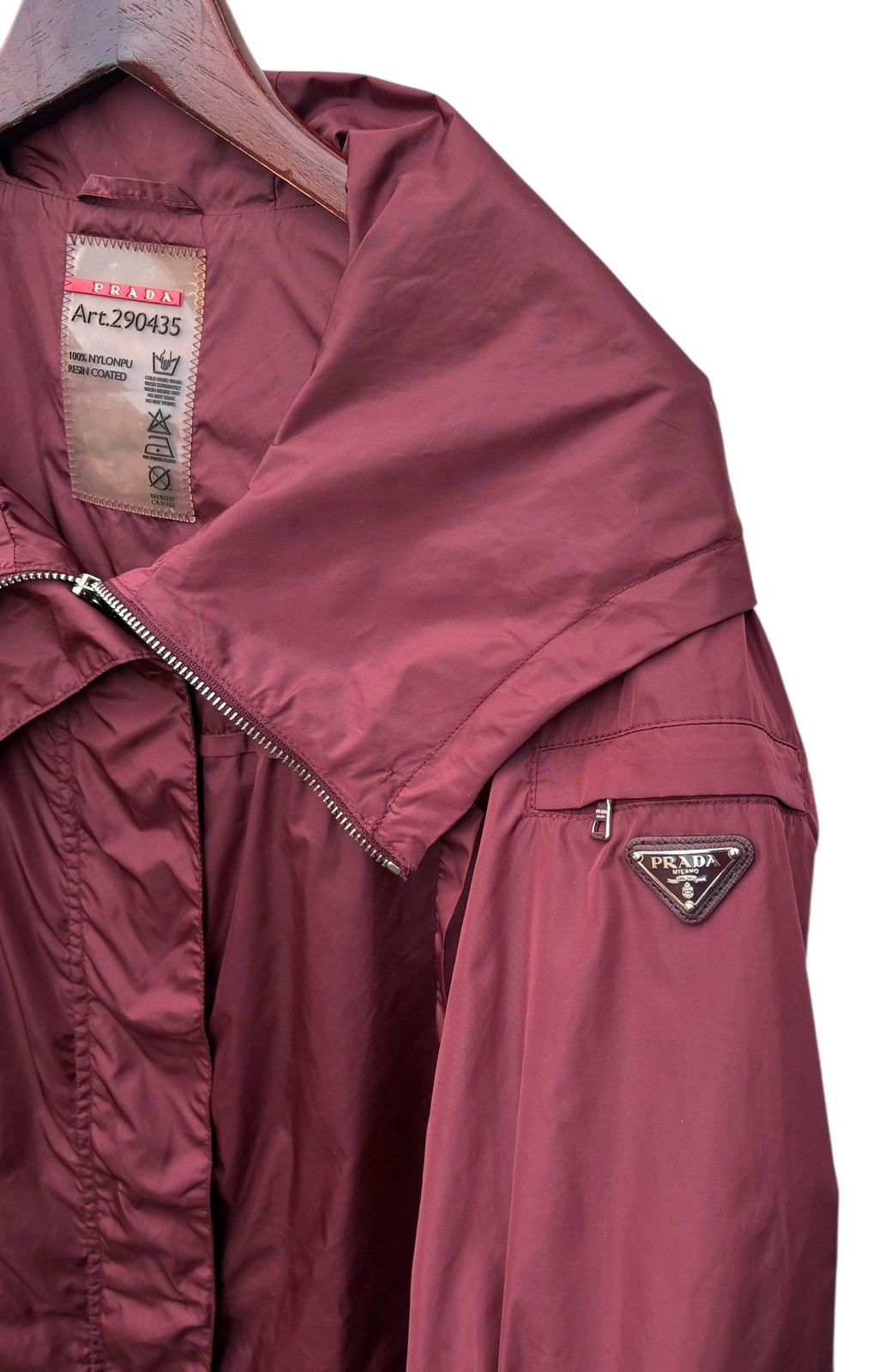 Prada Prada Burgundy Nylon Hoodie Jacket Size S / US 4 / IT 40 - 5 Thumbnail
