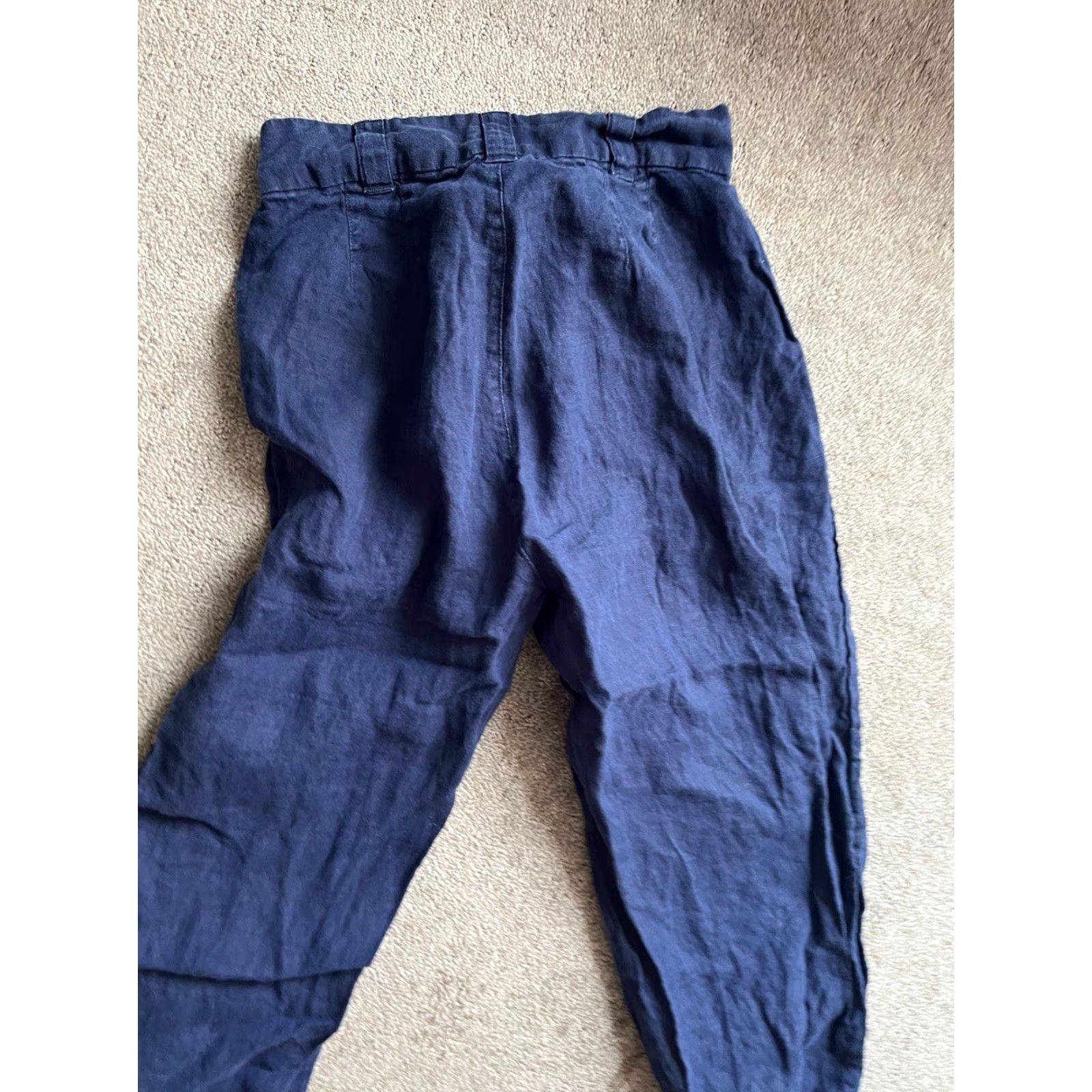 Nicole Miller Nicole Miller Linen Pants Womens 6 Navy Blue Straight Leg Beach Lagenlook Size 28" / US 6 / IT 42 - 4 Thumbnail