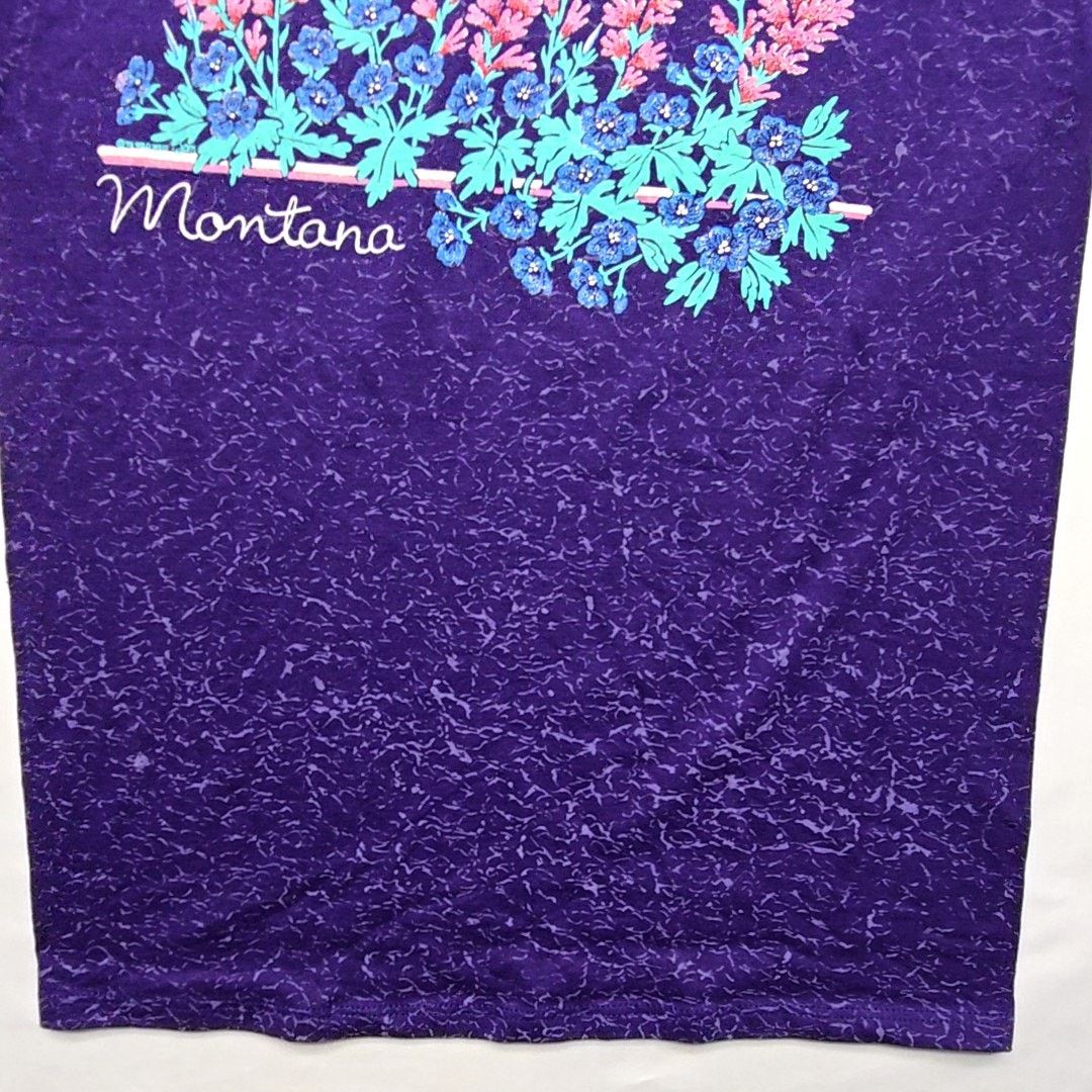 Jerzees Vintage Montana Floral Shirt Purple Flower Nature M AOP Tee Size M / US 6-8 / IT 42-44 - 3 Thumbnail