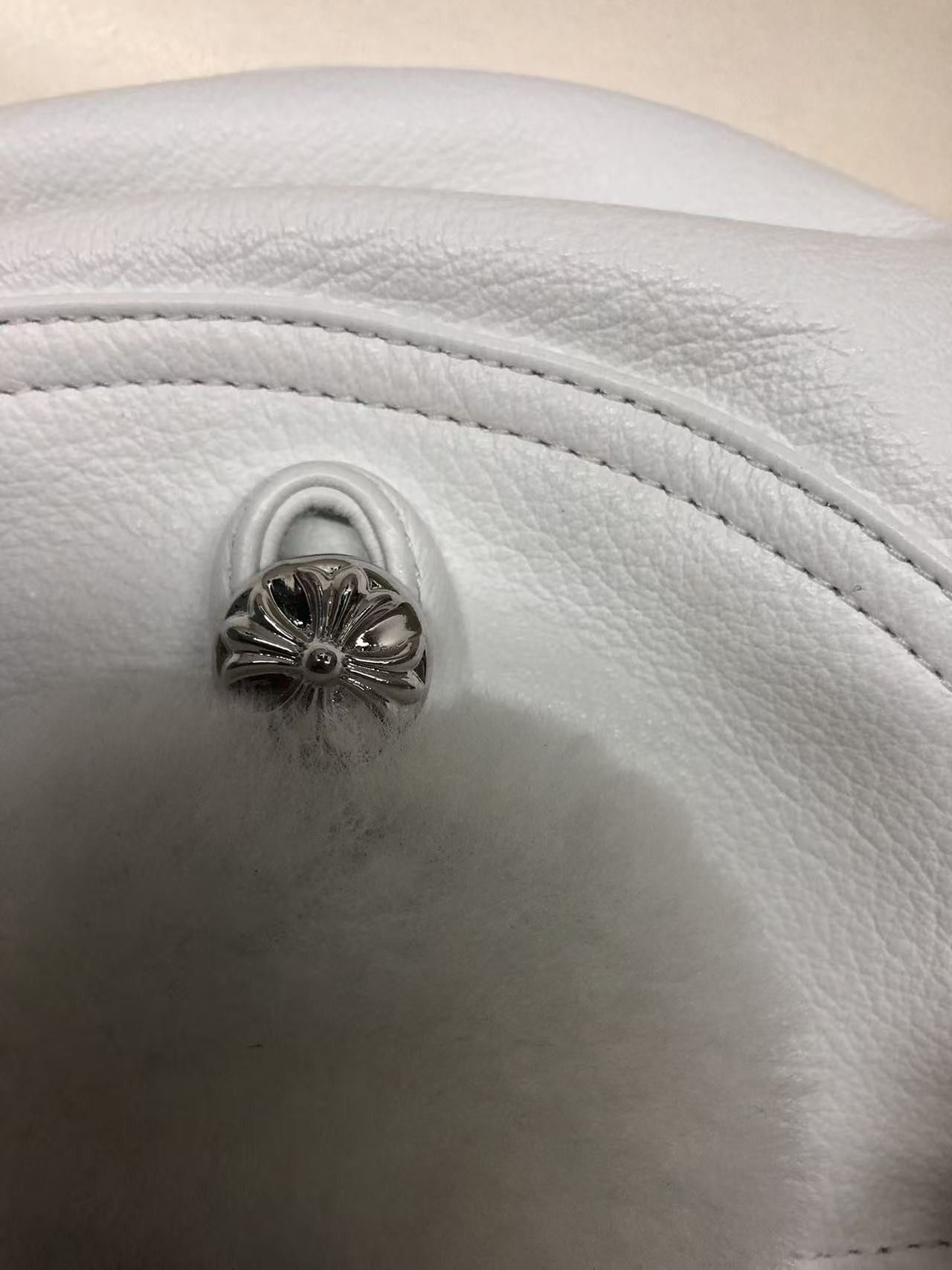 Chrome Hearts Chrome Hearts Silver Button White Fur Hat With Ear Flaps Size ONE SIZE - 8 Thumbnail