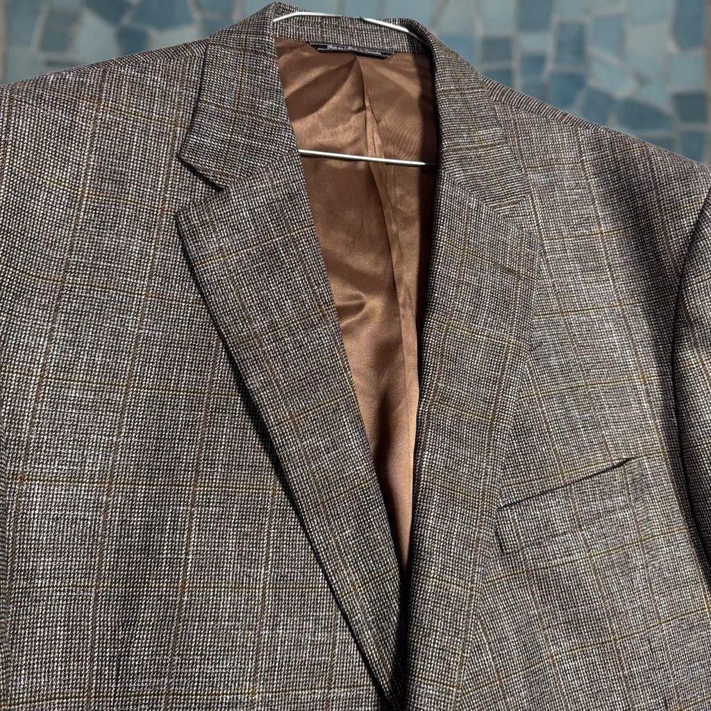 Jack Victor Jack Victor Blazer Men 48R Italian Wool Bamboo Viscose Soft Vince SPJ Windowpane Jacket Coat Size 48R - 1 Thumbnail