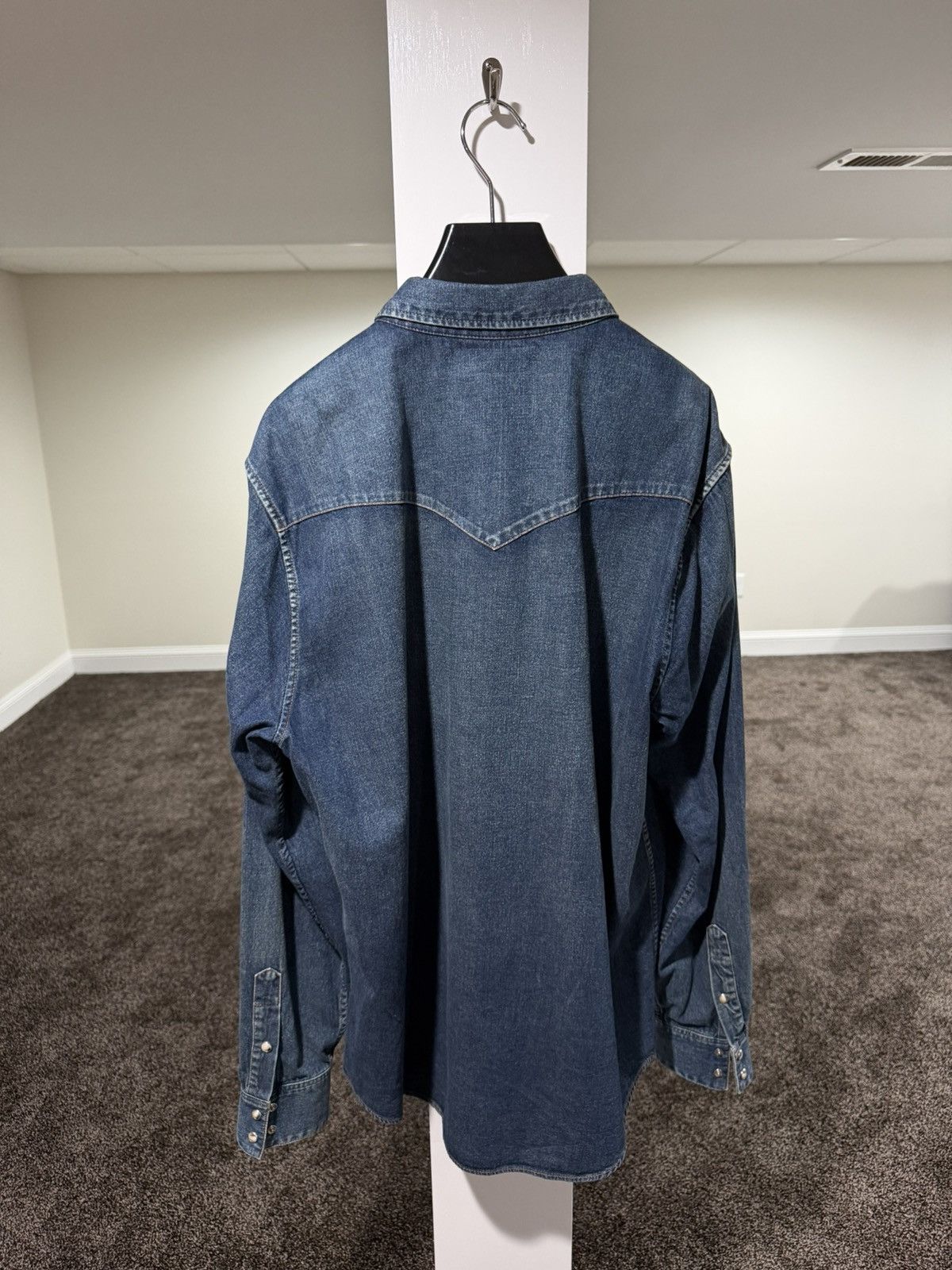 Celine Celine x Hedi Western Stone Wash Blue Denim Button Up Shirt Size US XXL / EU 58 / 5 - 2 Thumbnail